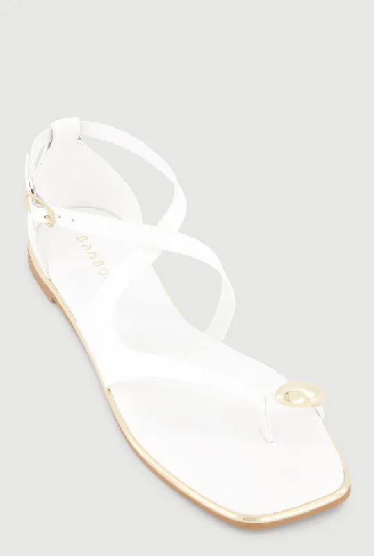Metallic Detail Faux Leather Open Toe Sandals sold by Rainbow