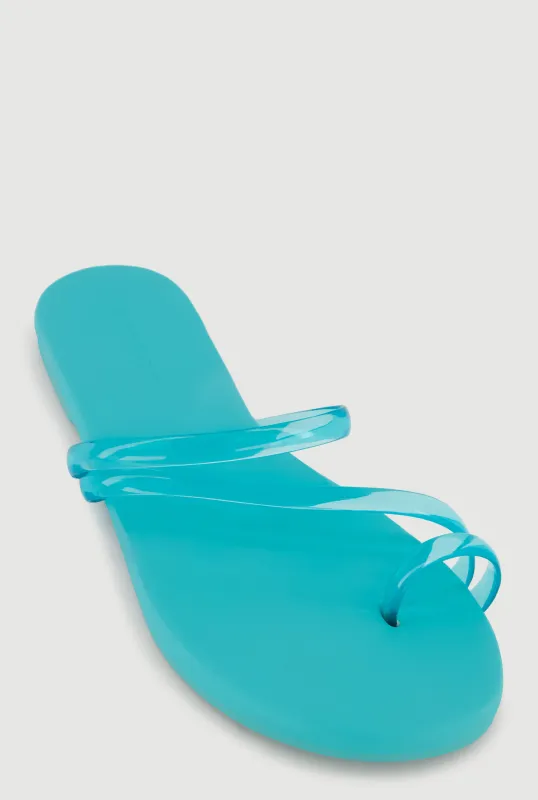 Jelly Asymmetrical Band Toe Loop Sandals made by Rainbow
