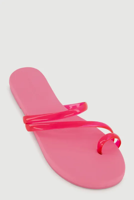 Jelly Asymmetrical Band Toe Loop Sandals made by Rainbow