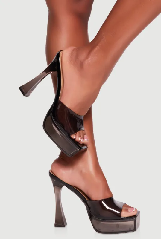 Square Open Toe Spool Heel Mules sold by Rainbow