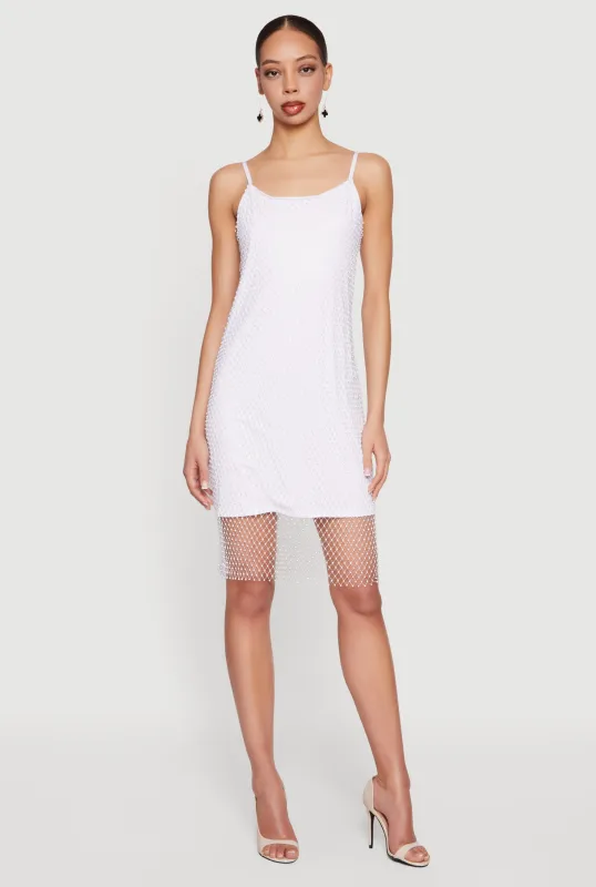 Rhinestone Fishnet Lined Mini Dress made by Rainbow