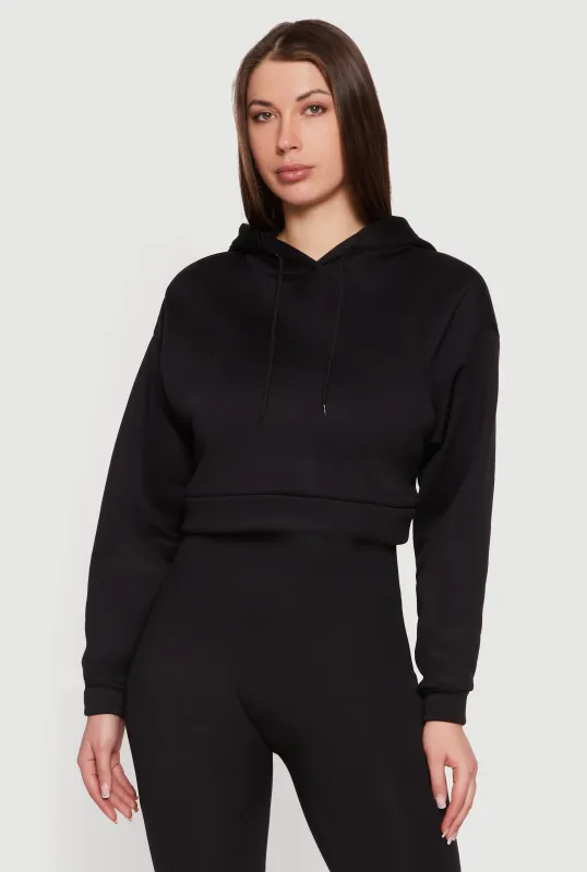 Solid Cropped Pullover Hoodie sold by Rainbow