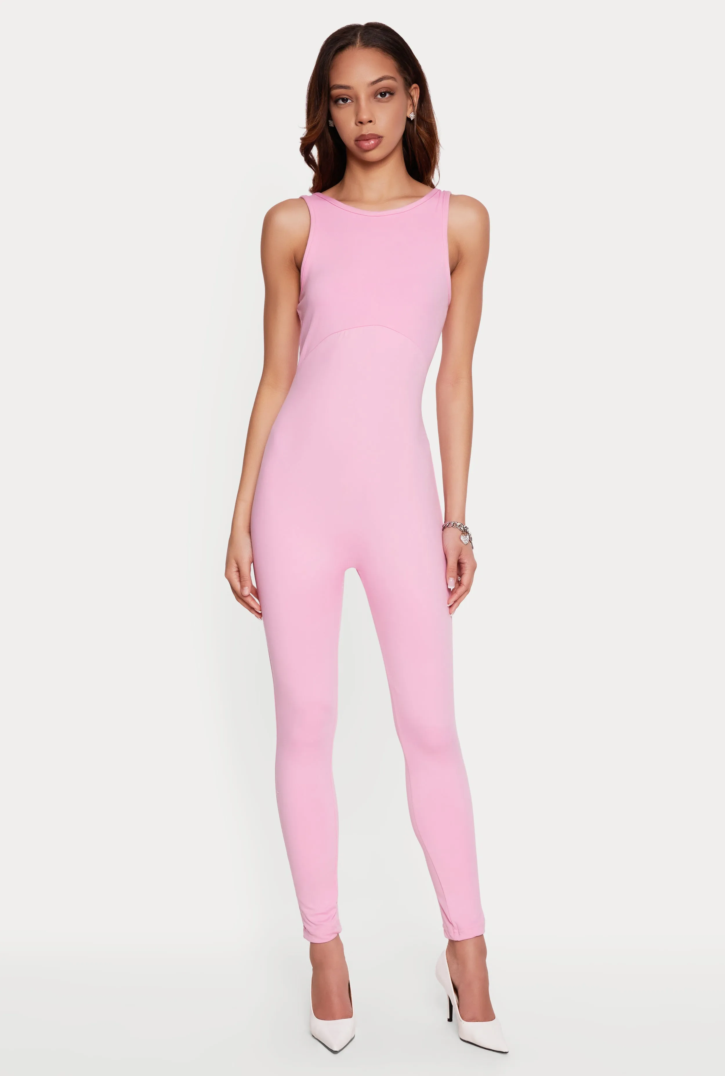 Sleeveless Open Back Catsuit sold by Rainbow