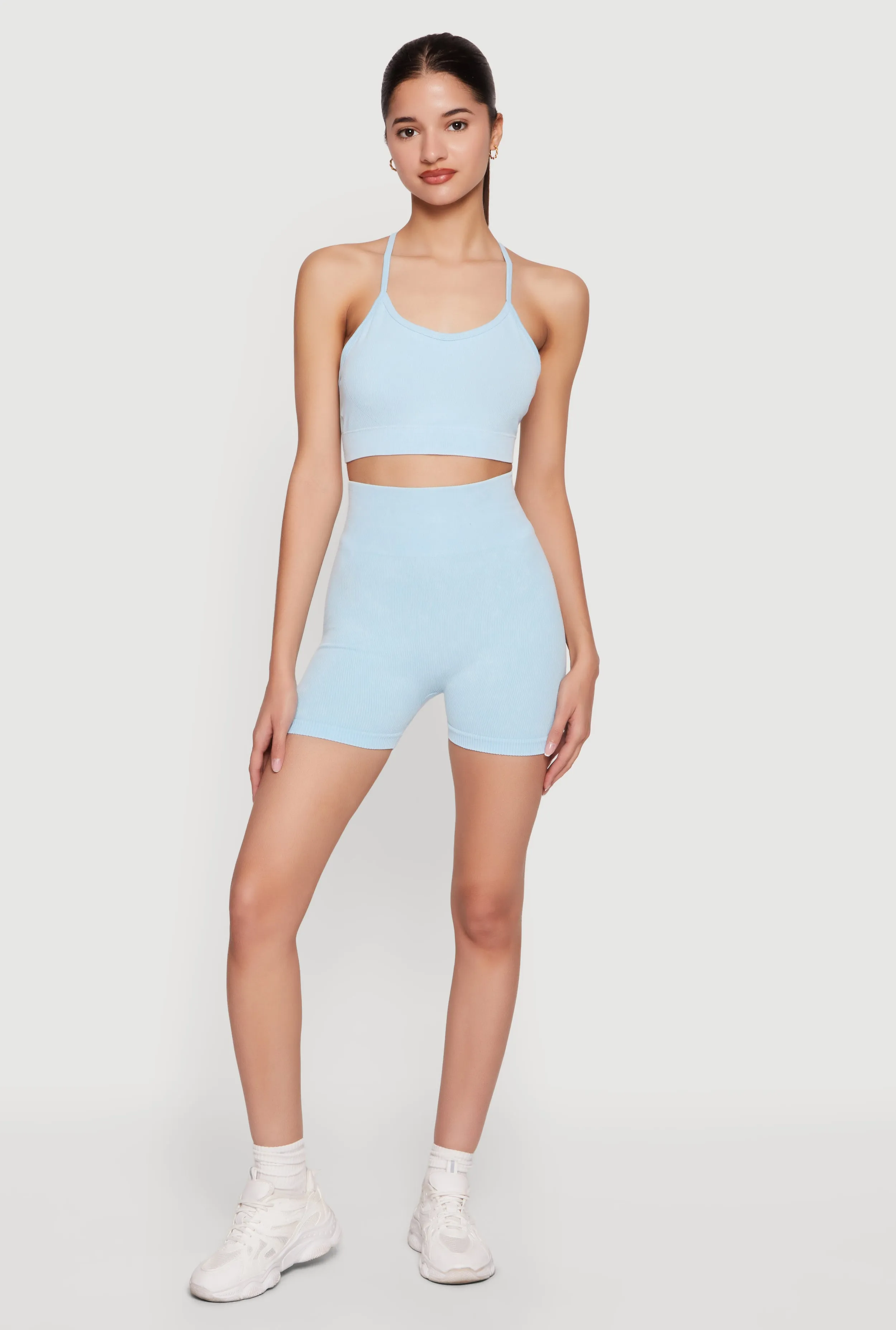 Acid Wash Seamless Ribbed High Waisted Bike Shorts sold by Rainbow