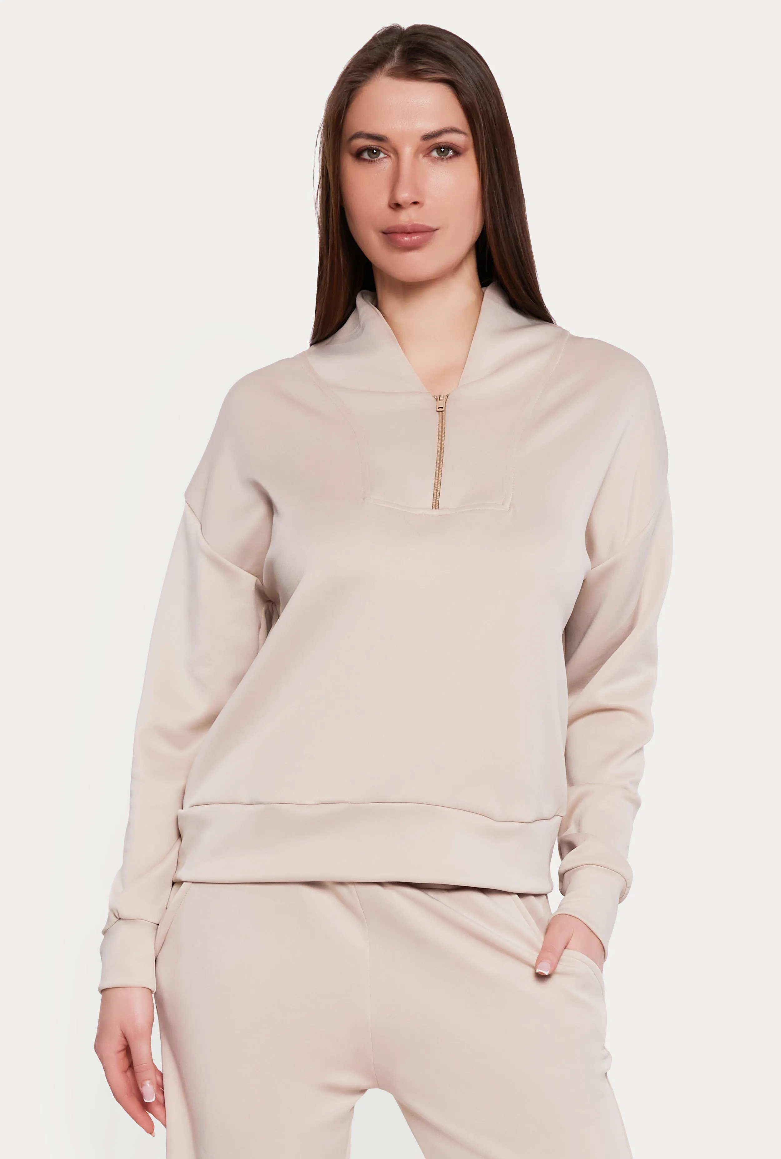 Quarter Zip Front Long Sleeve Pullover sold by Rainbow