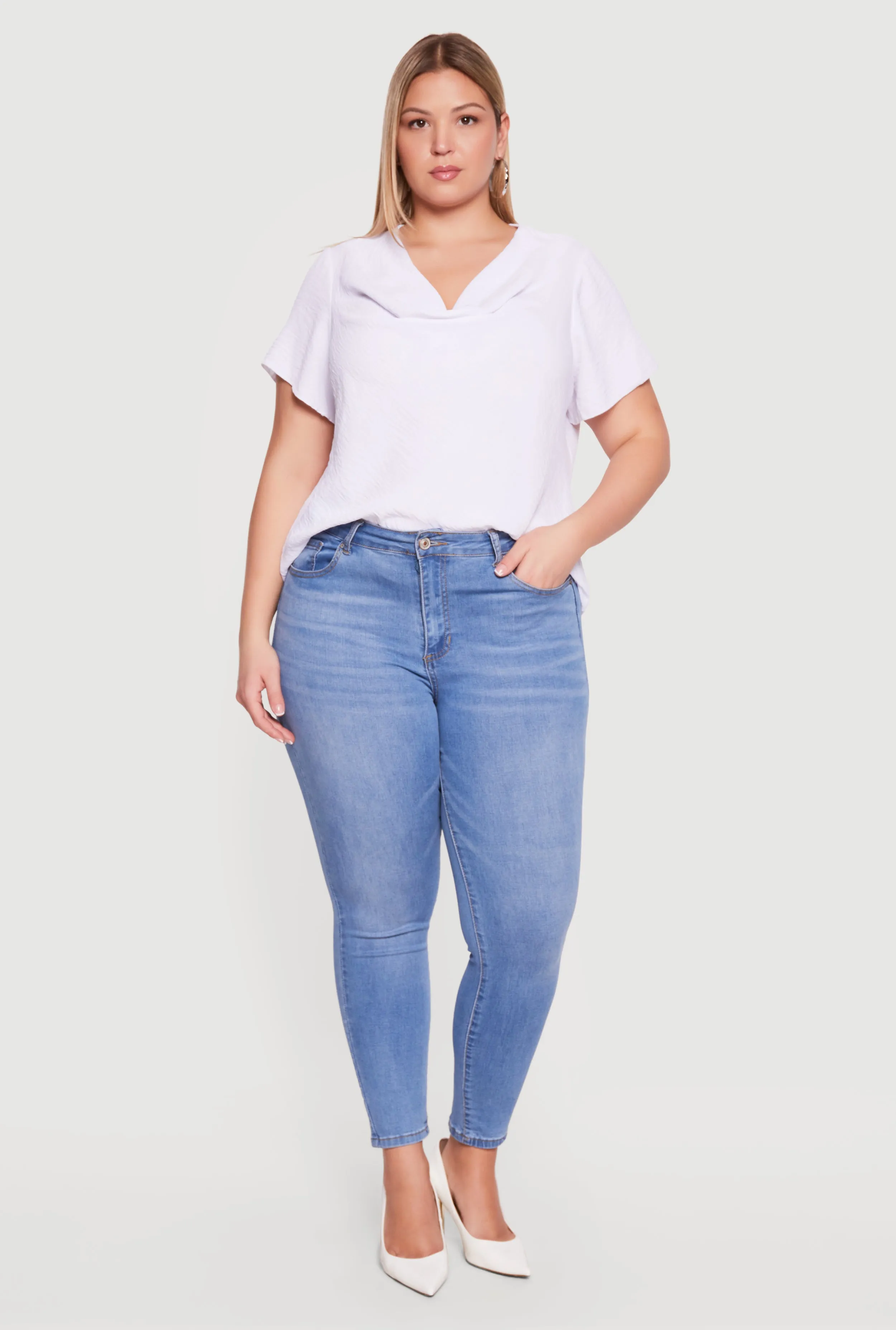 Plus Size Cowl Neck Crepe Knit Blouse sold by Rainbow