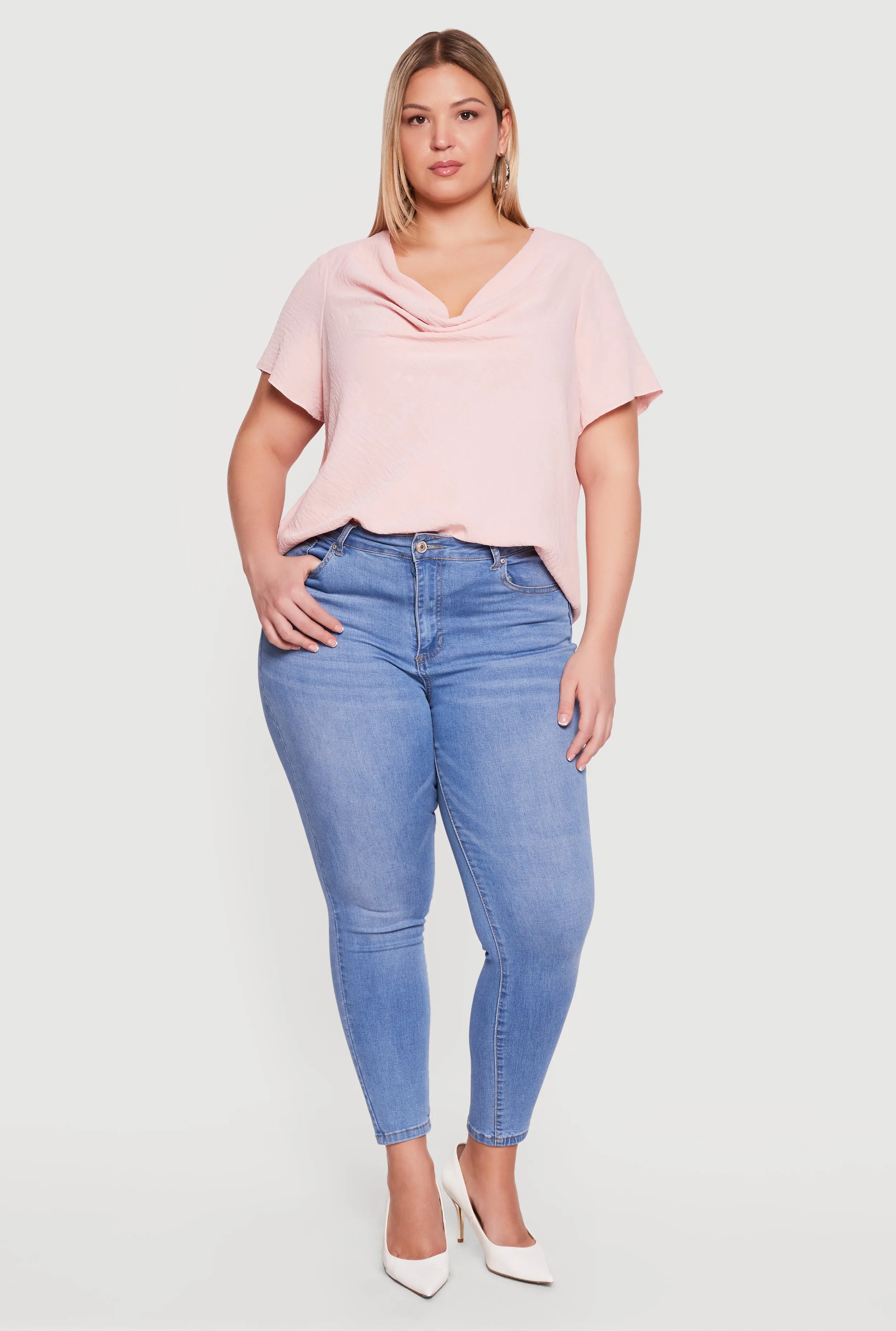 Plus Size Cowl Neck Crepe Knit Blouse sold by Rainbow