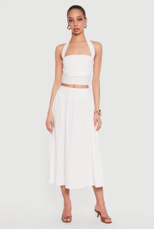 Crepe Knit High Waisted Midi Skirt made by Rainbow