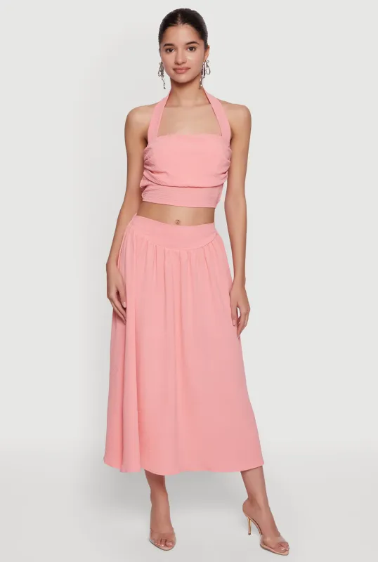 Crepe Knit High Waisted Midi Skirt made by Rainbow