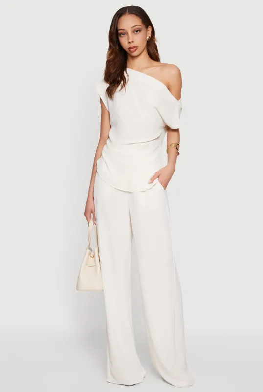 Crepe Knit Wide Leg Casual Pants made by Rainbow