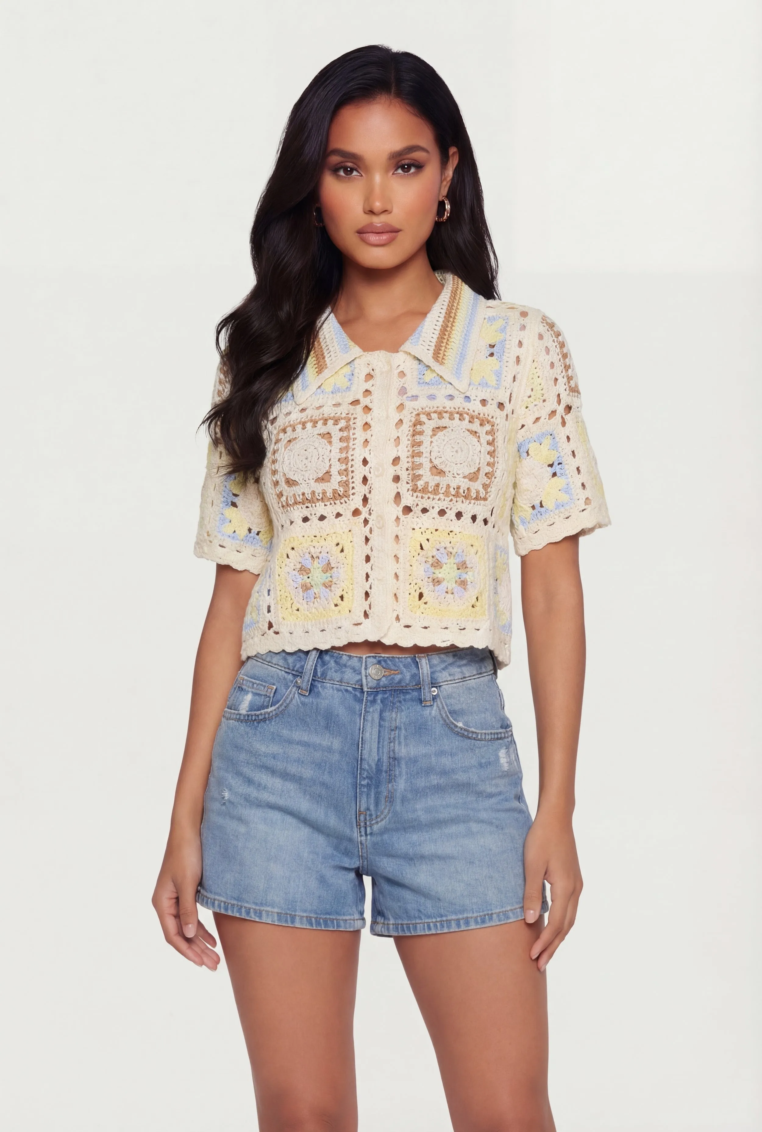 Scallop Trim Button Front Crochet Top sold by Rainbow product image thumbnail 2