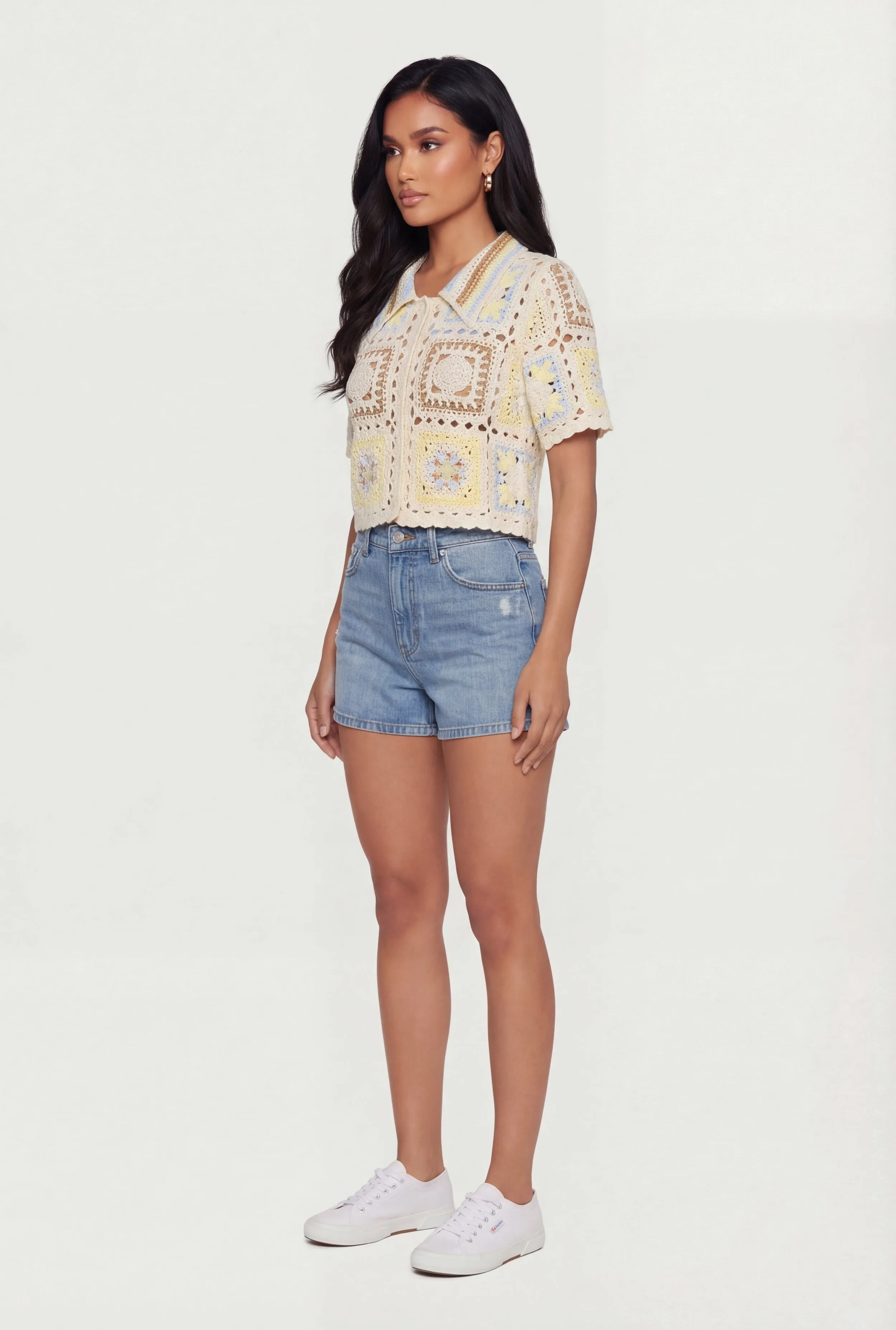 Scallop Trim Button Front Crochet Top sold by Rainbow product image thumbnail 3