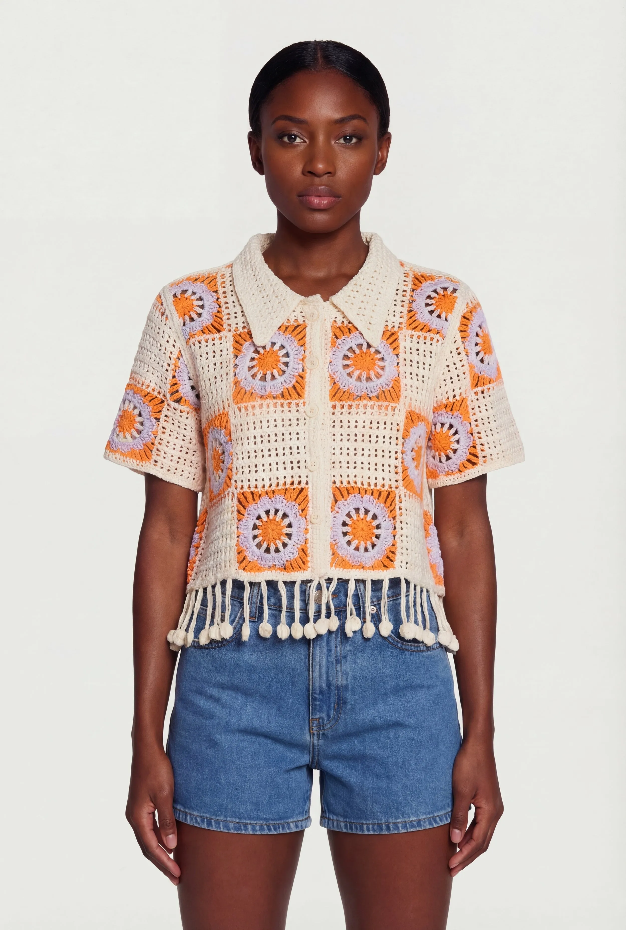 Pom Pom Fringe Hem Crochet Top sold by Rainbow product image thumbnail 2