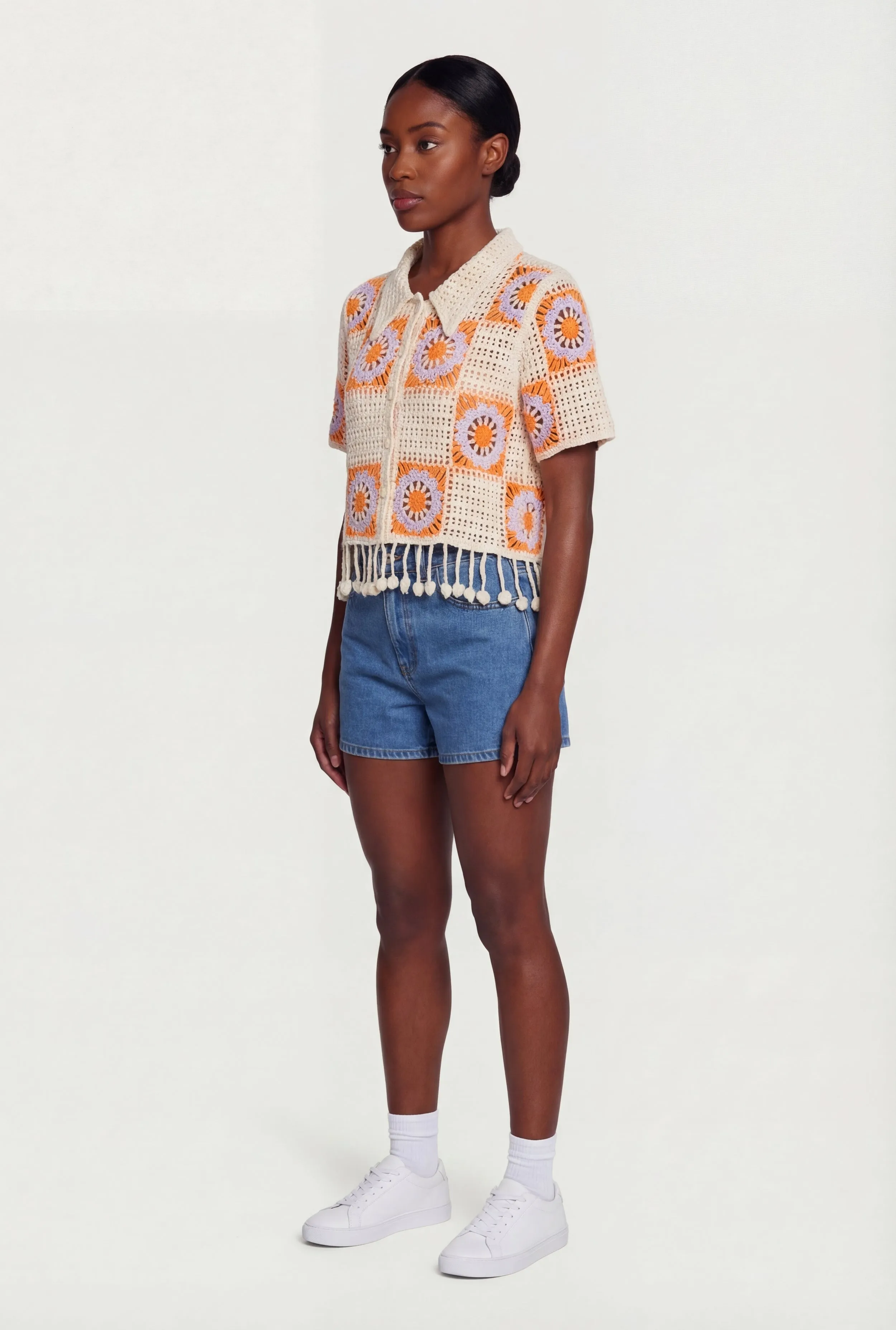 Pom Pom Fringe Hem Crochet Top sold by Rainbow product image thumbnail 3