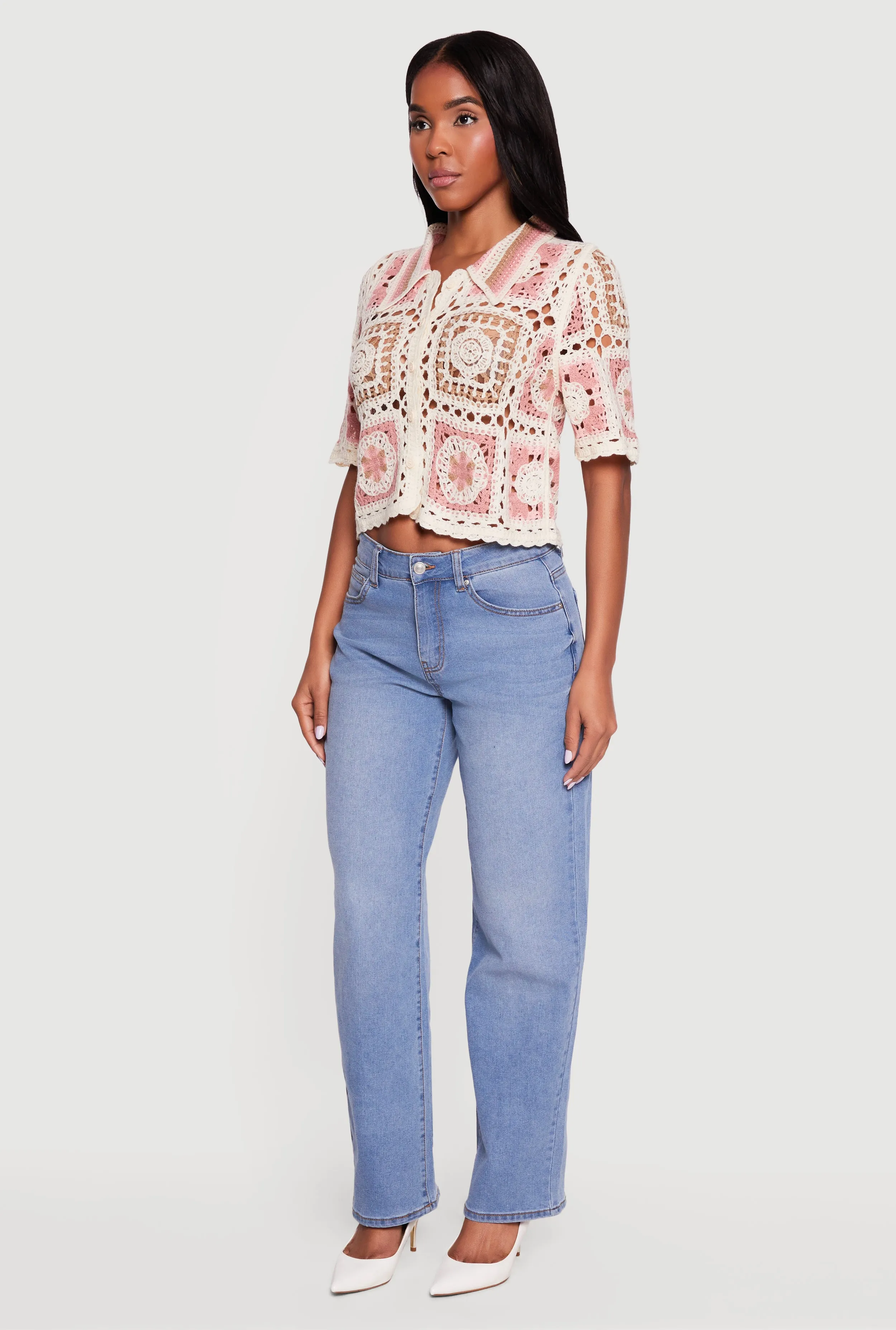 Scallop Trim Button Front Crochet Top sold by Rainbow product image thumbnail 3