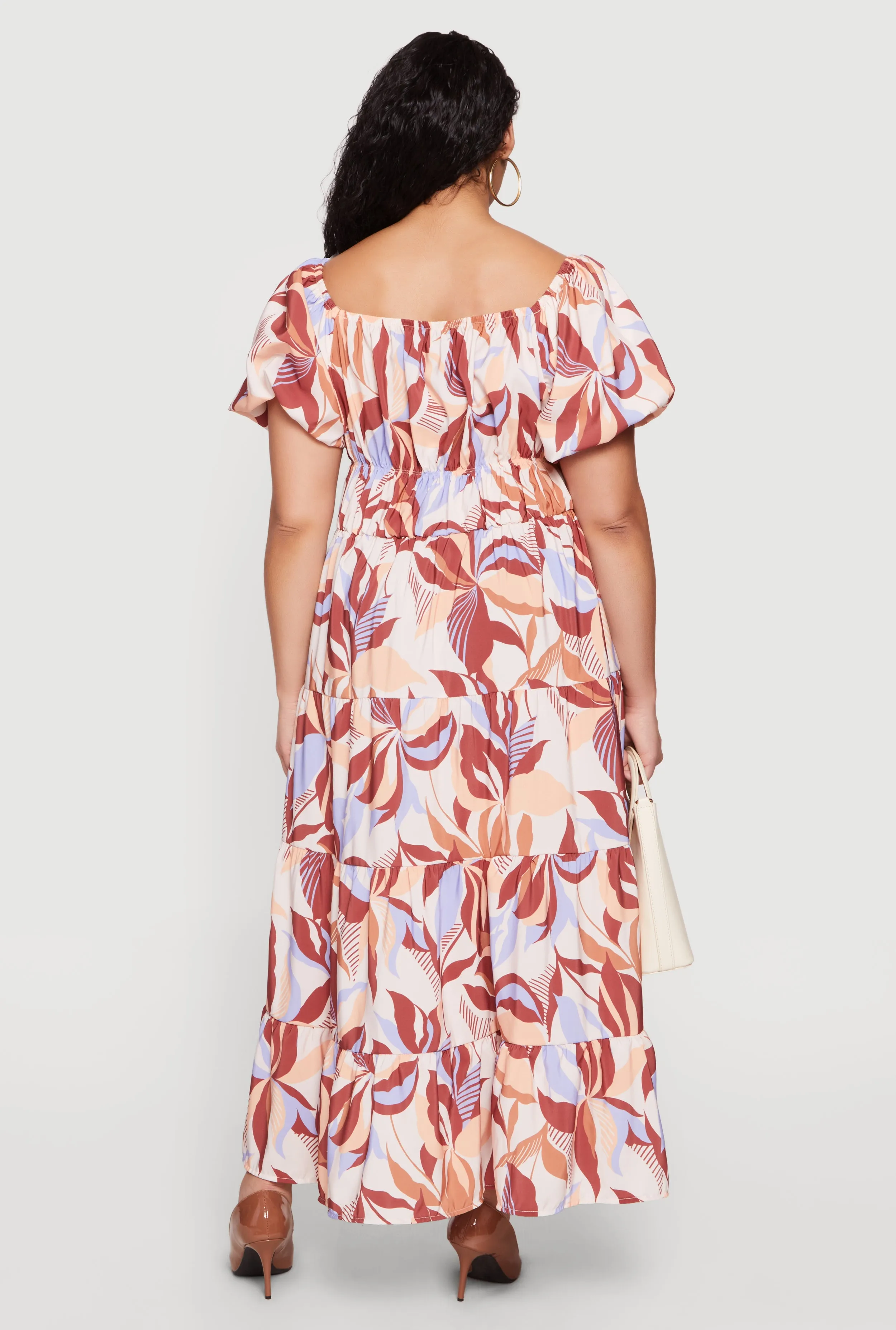 Plus Size Patterned Bubble Sleeve Tiered Maxi Dress sold by Rainbow product image thumbnail 3