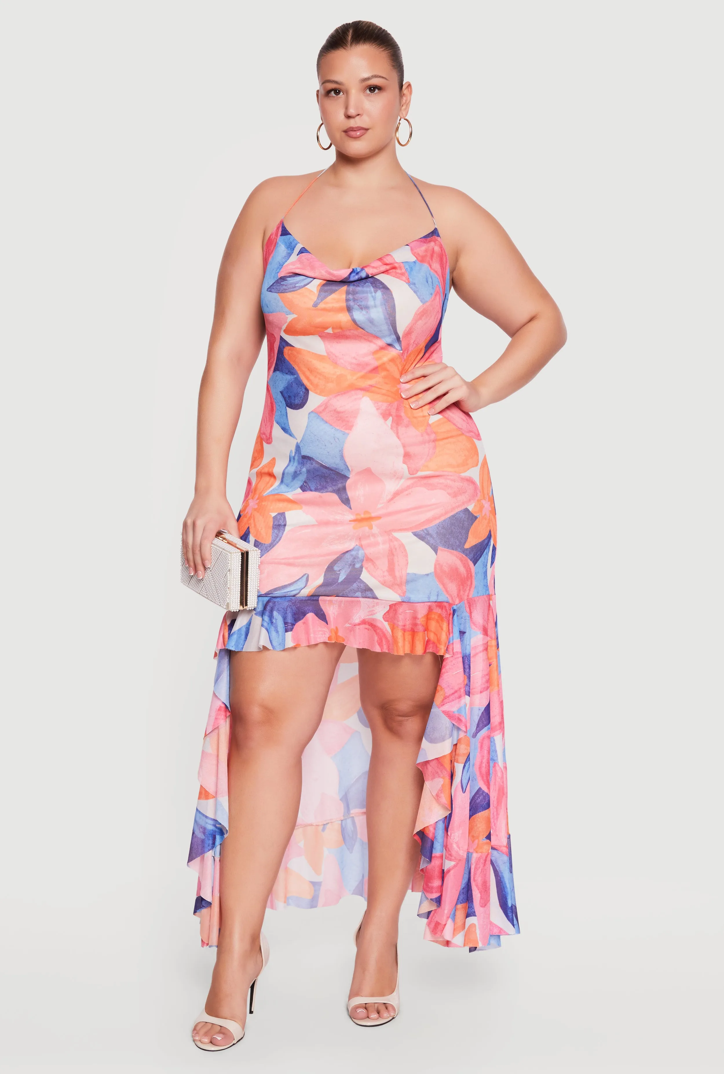 Plus Size Ruffle Trim High Low Maxi Dress sold by Rainbow