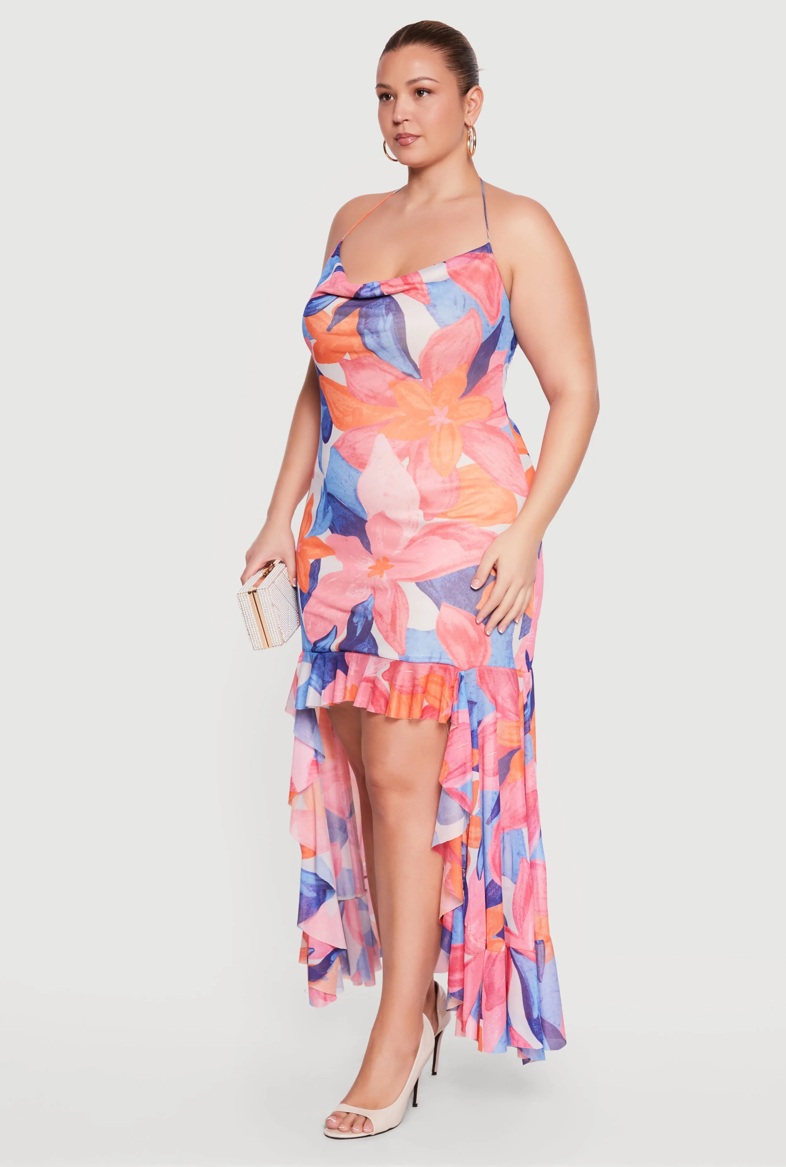 Plus Size Ruffle Trim High Low Maxi Dress sold by Rainbow product image thumbnail 2