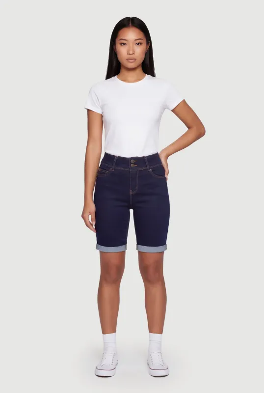 WAX Fixed Cuff Stretch Denim Bermuda Shorts made by Rainbow