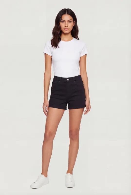 WAX Fixed Cuff Stretch Denim Shorts sold by Rainbow