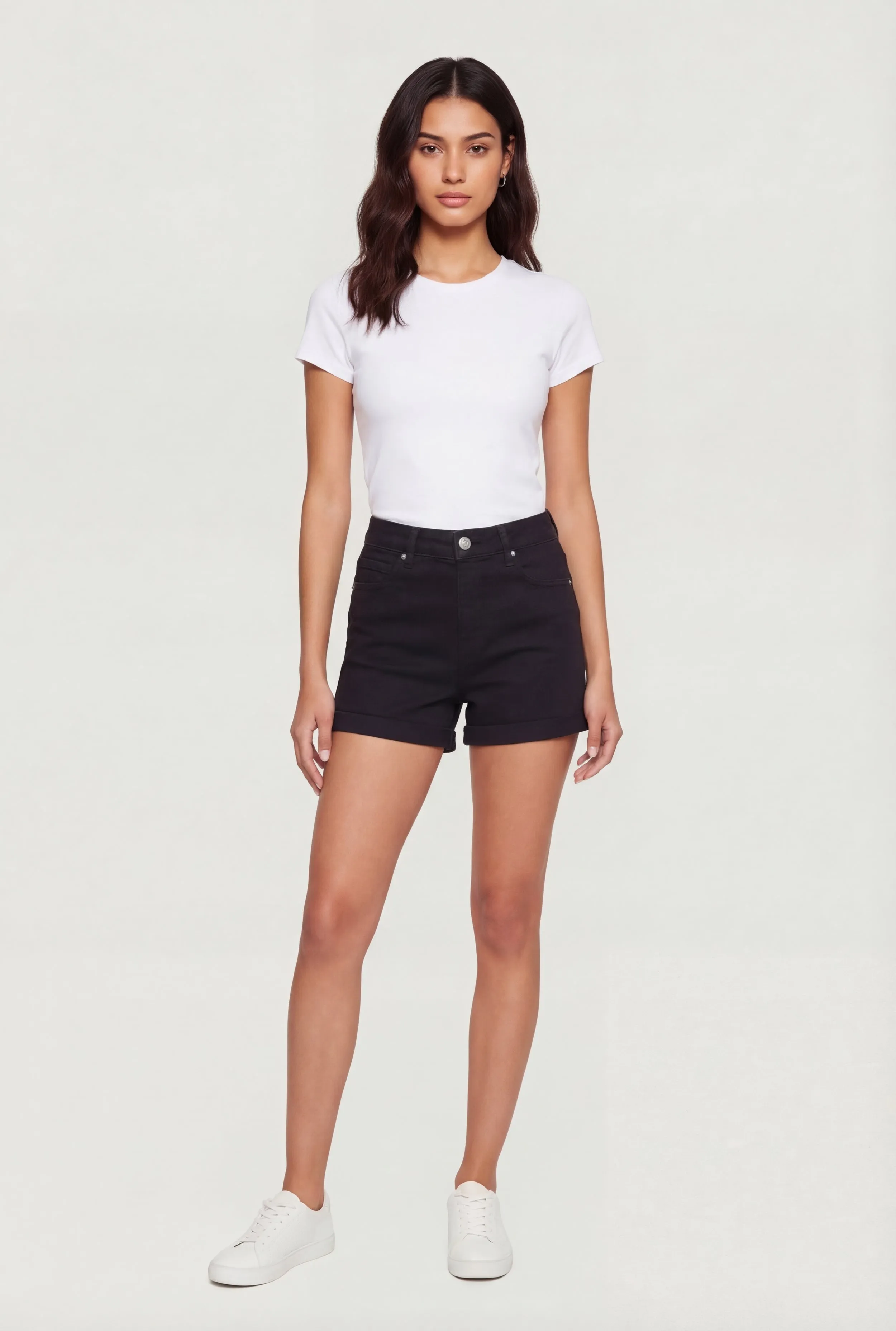 WAX Fixed Cuff Stretch Denim Shorts sold by Rainbow