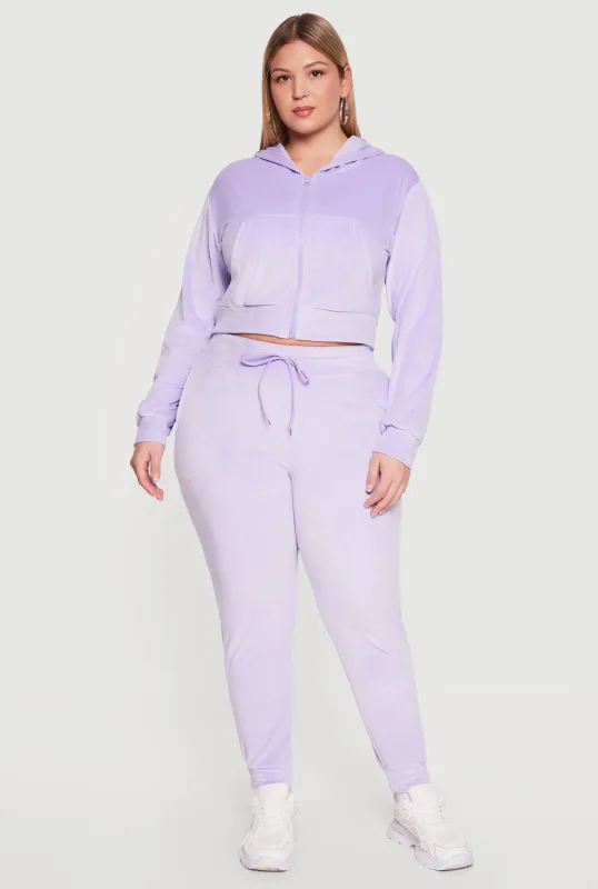 Plus Size Velour High Waisted Joggers made by Rainbow