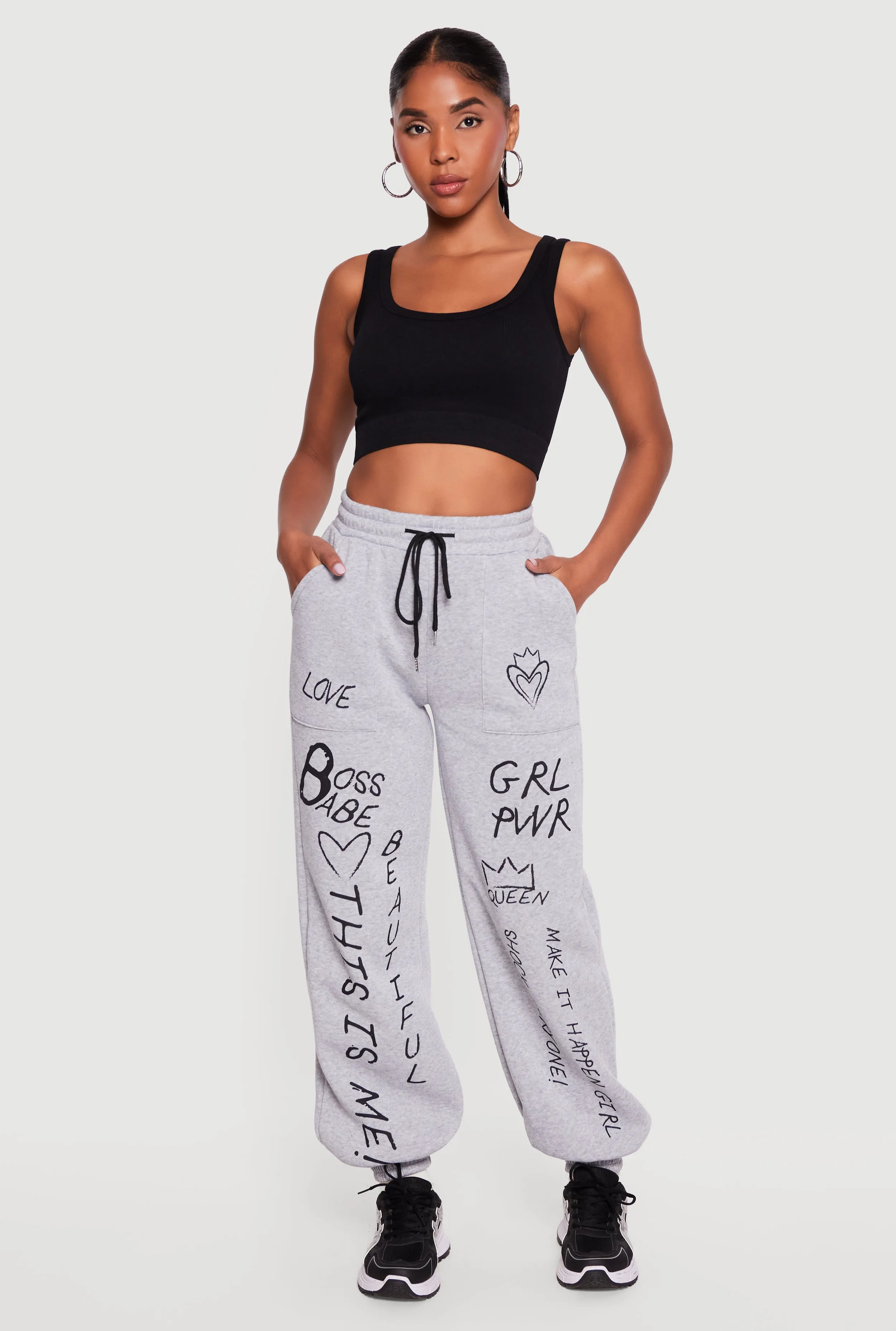 Graffiti Graphic Drawstring Waist Sweatpants sold by Rainbow