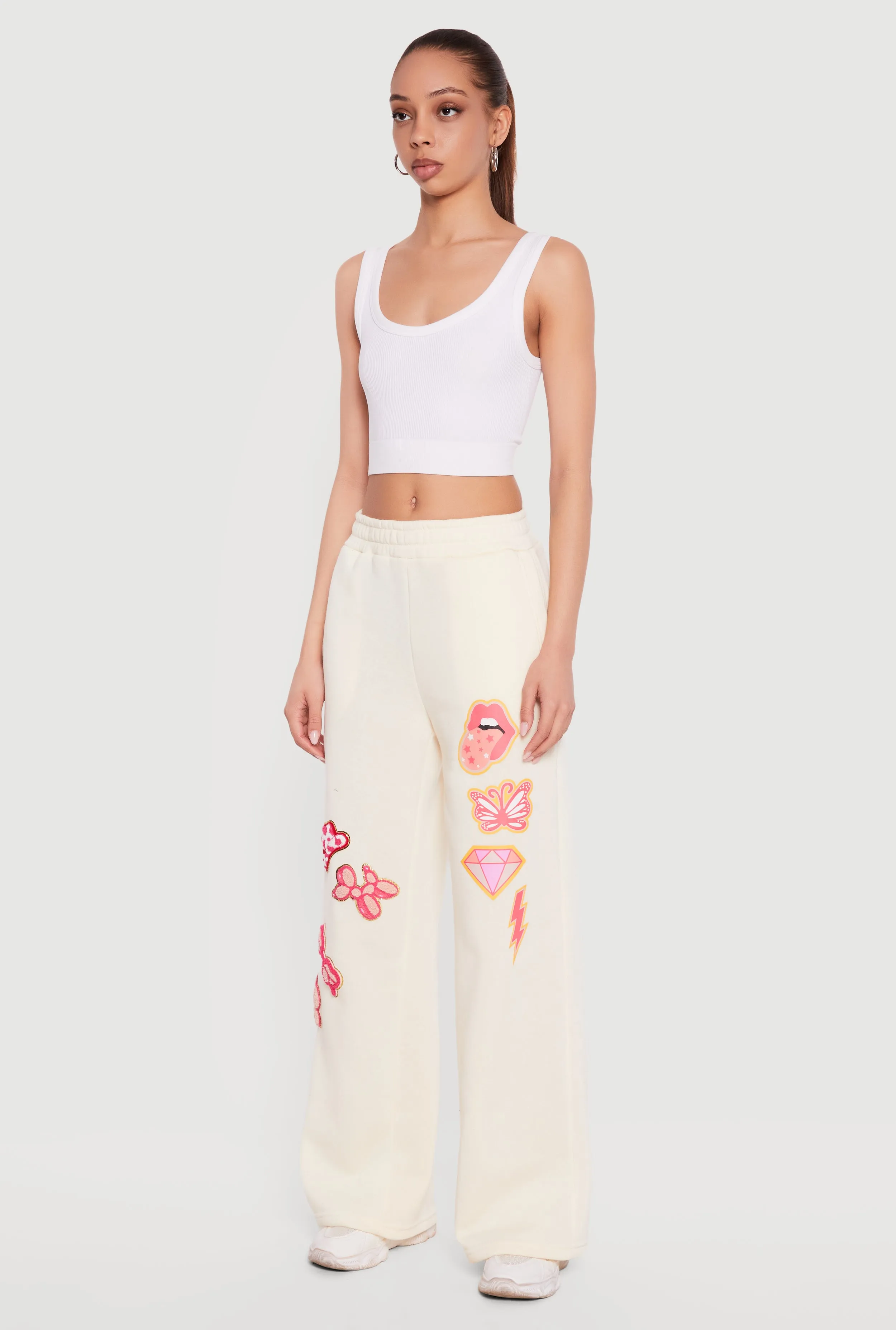 Patch Graphic Wide Leg Pull On Sweatpants sold by Rainbow product image thumbnail 2