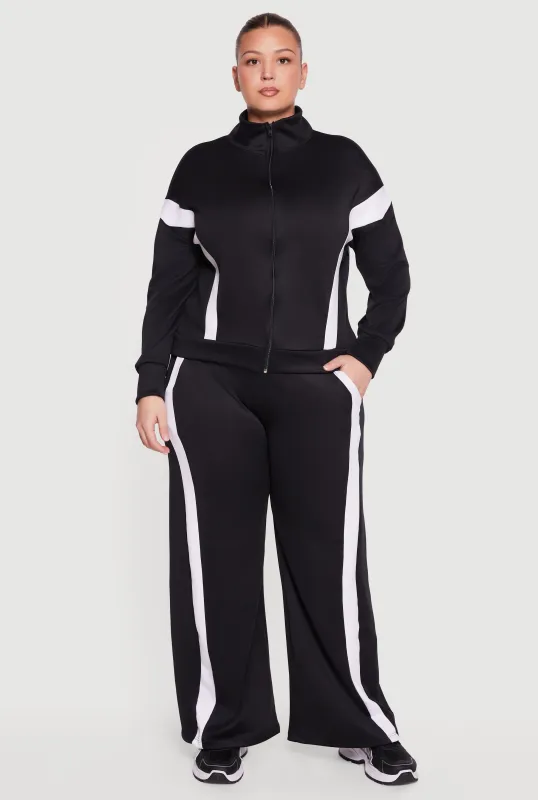 Plus Size Side Stripe Wide Leg Active Pants sold by Rainbow
