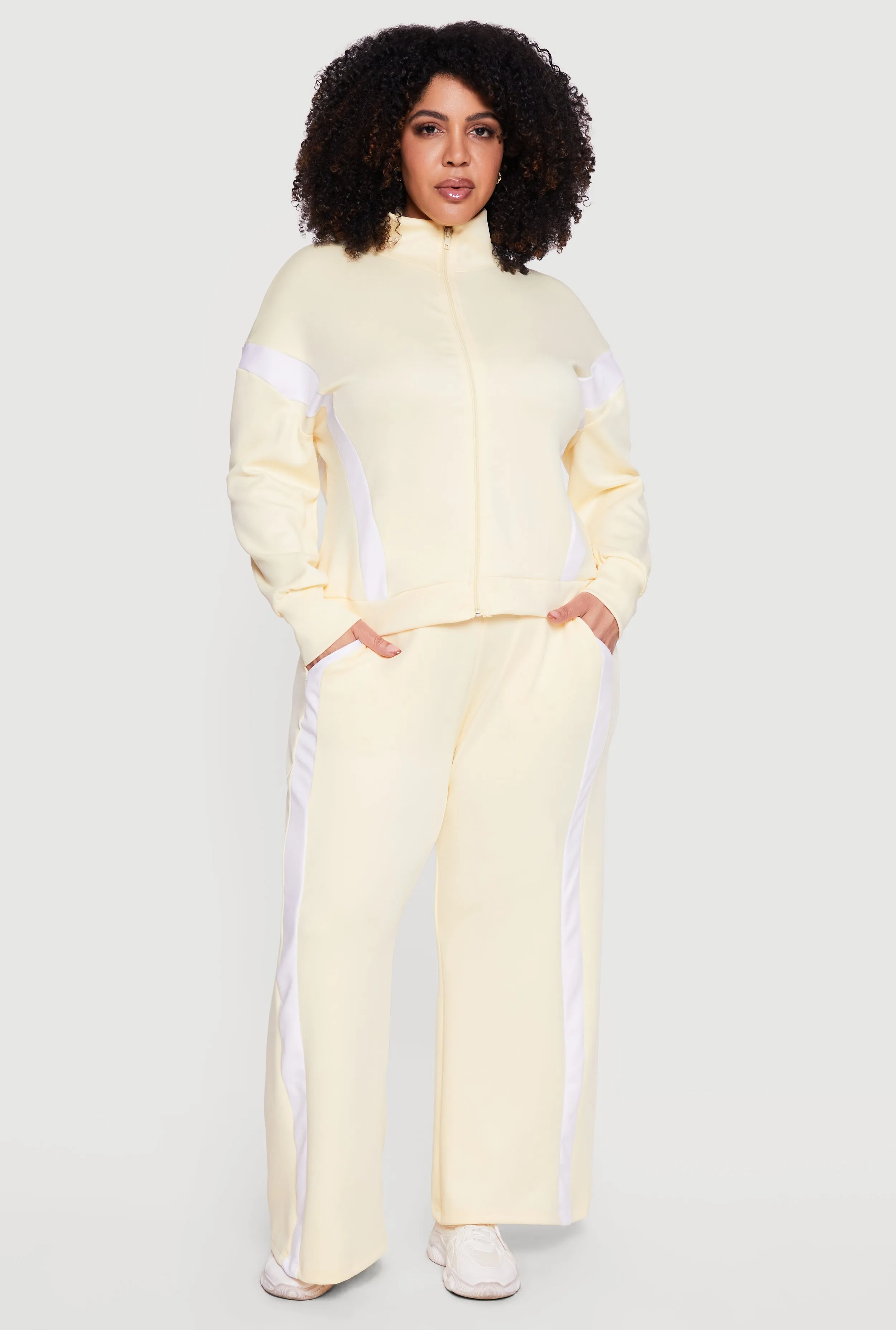 Plus Size Side Stripe Wide Leg Active Pants sold by Rainbow