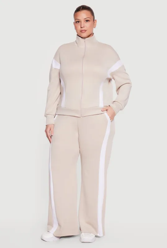 Plus Size Side Stripe Wide Leg Active Pants sold by Rainbow