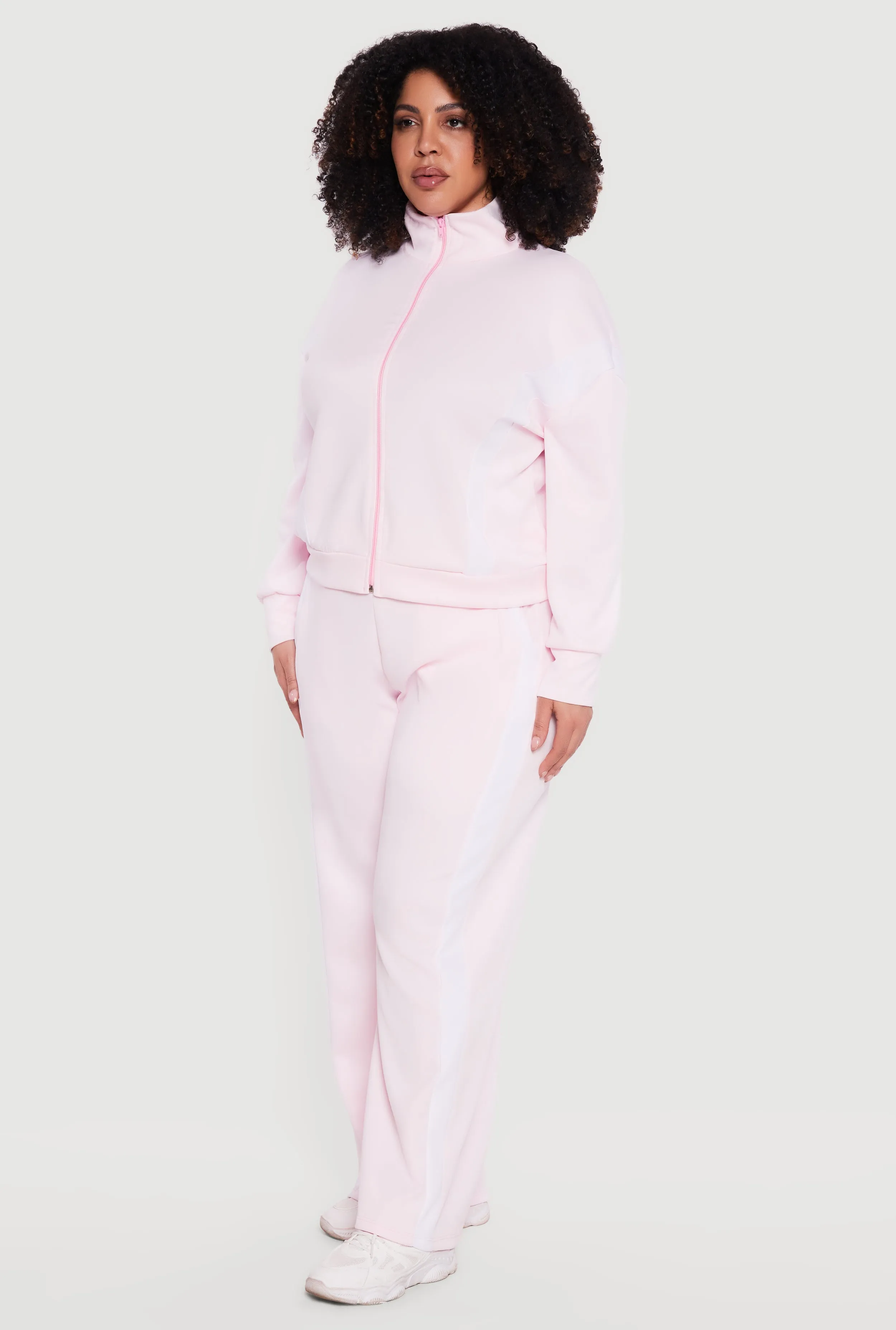 Plus Size Contrast Trim Mock Neck Zip Front Active Jacket sold by Rainbow product image thumbnail 3