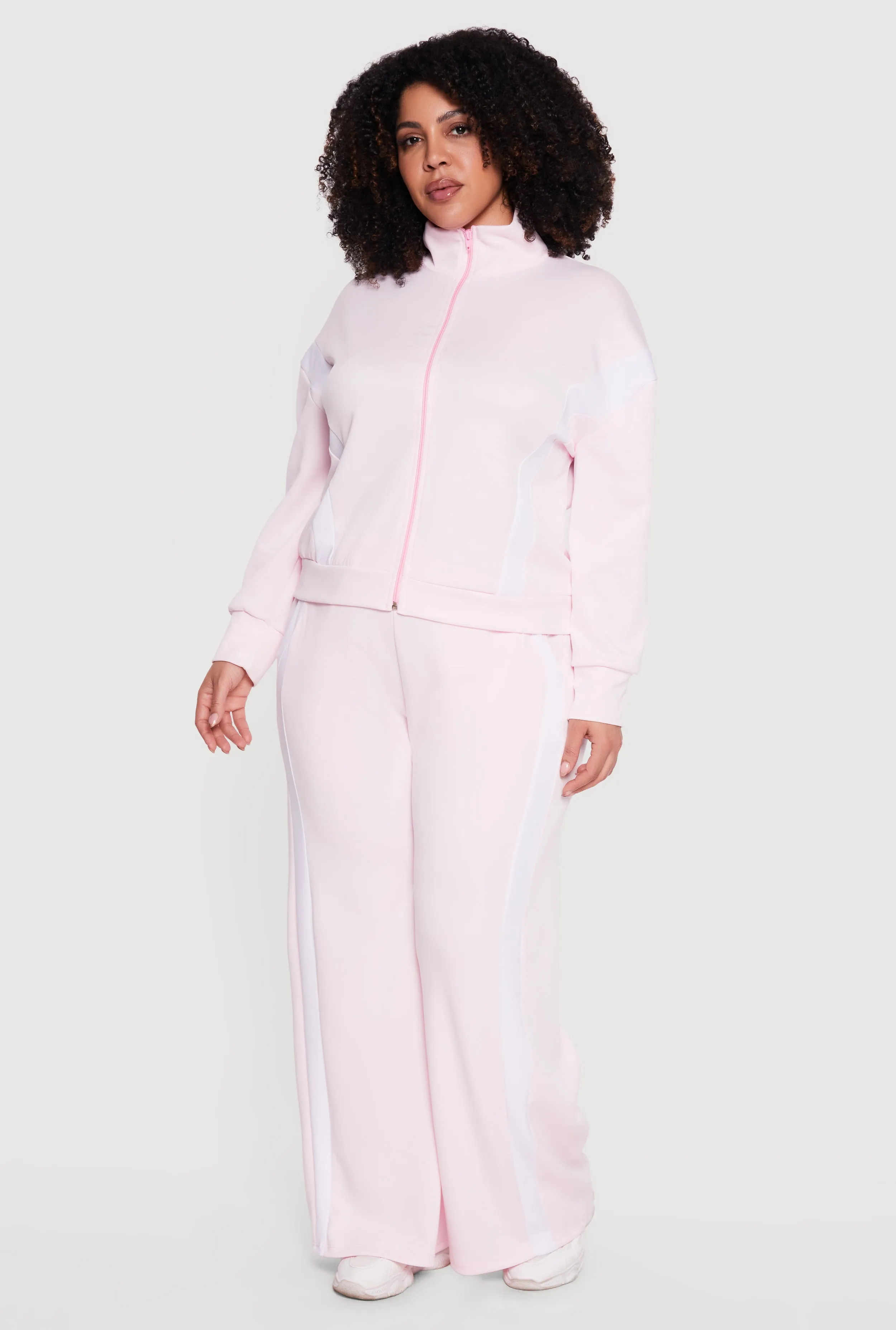 Plus Size Contrast Trim Mock Neck Zip Front Active Jacket sold by Rainbow product image thumbnail 2