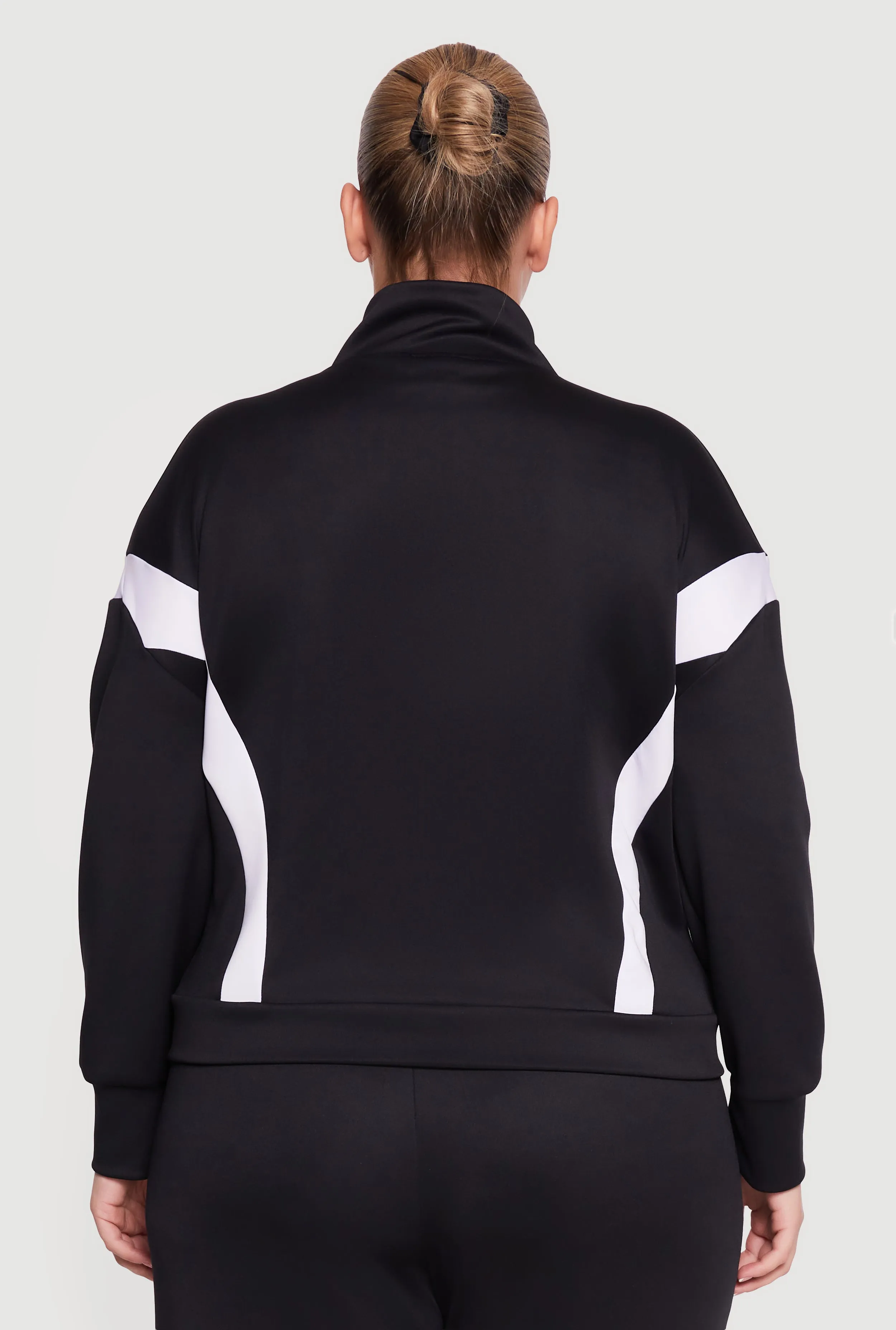 Plus Size Contrast Trim Mock Neck Zip Front Active Jacket sold by Rainbow product image thumbnail 5