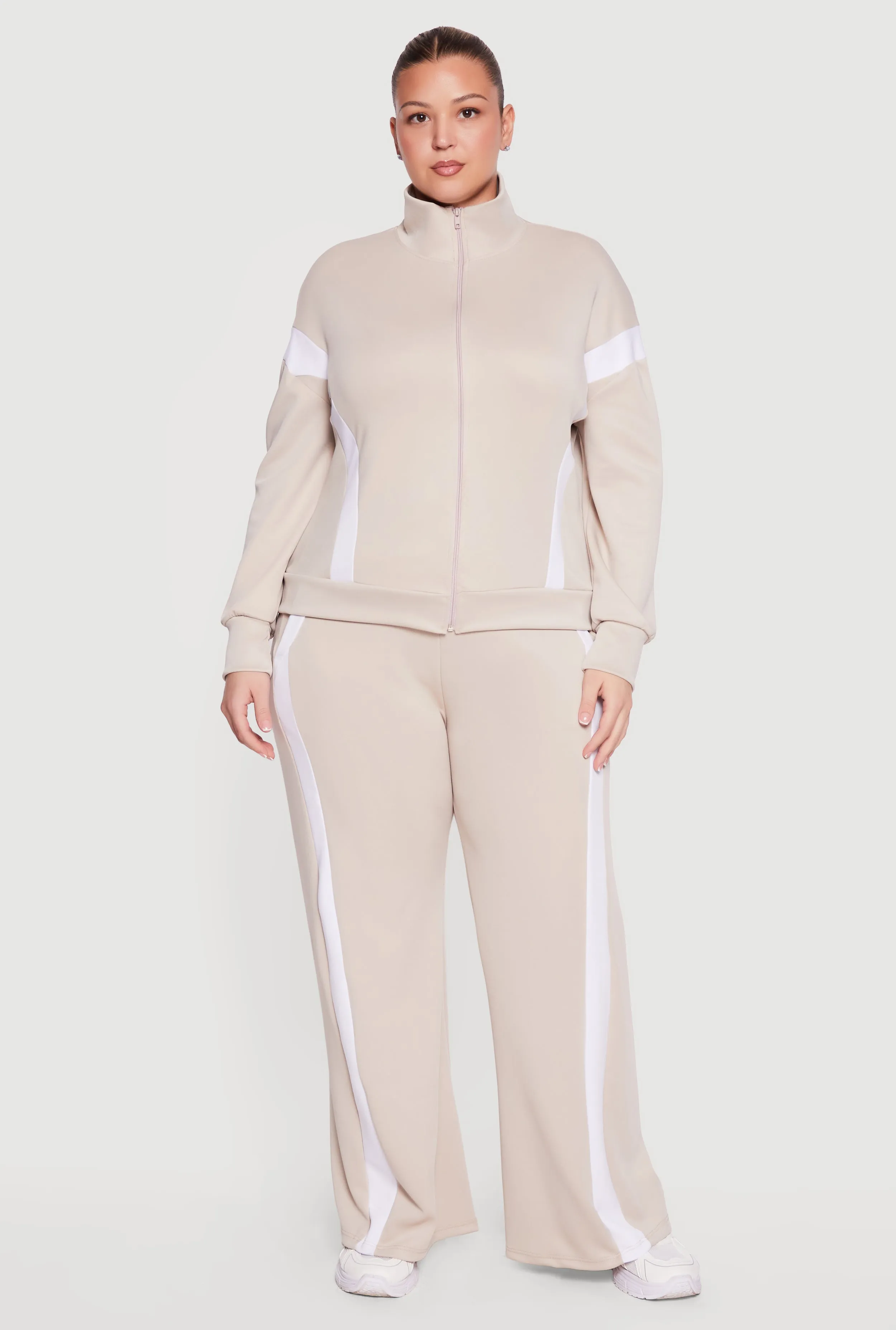 Plus Size Contrast Trim Mock Neck Zip Front Active Jacket sold by Rainbow product image thumbnail 2