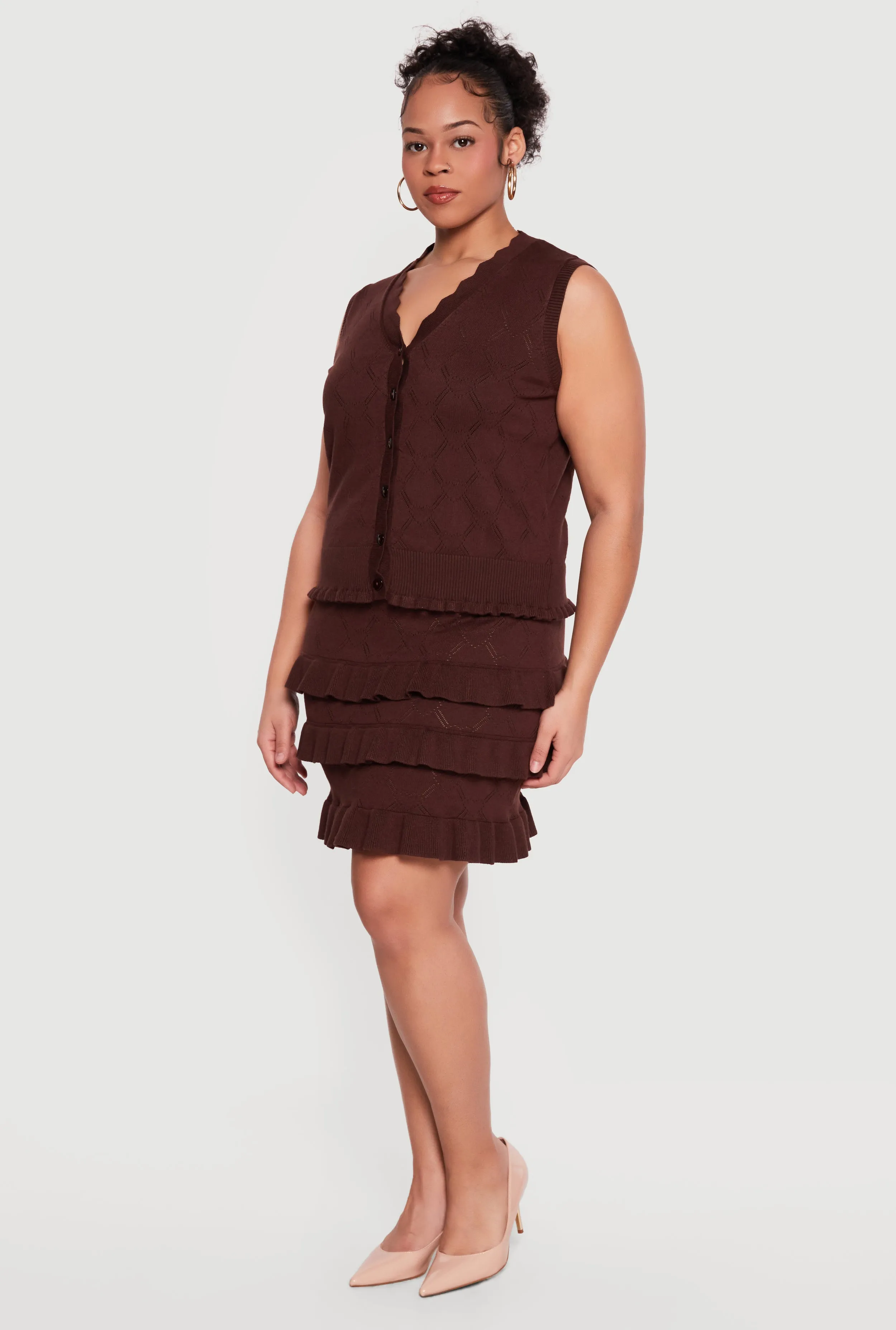 Plus Size Heart Geometric Pointelle Tiered Mini Skirt sold by Rainbow product image thumbnail 2