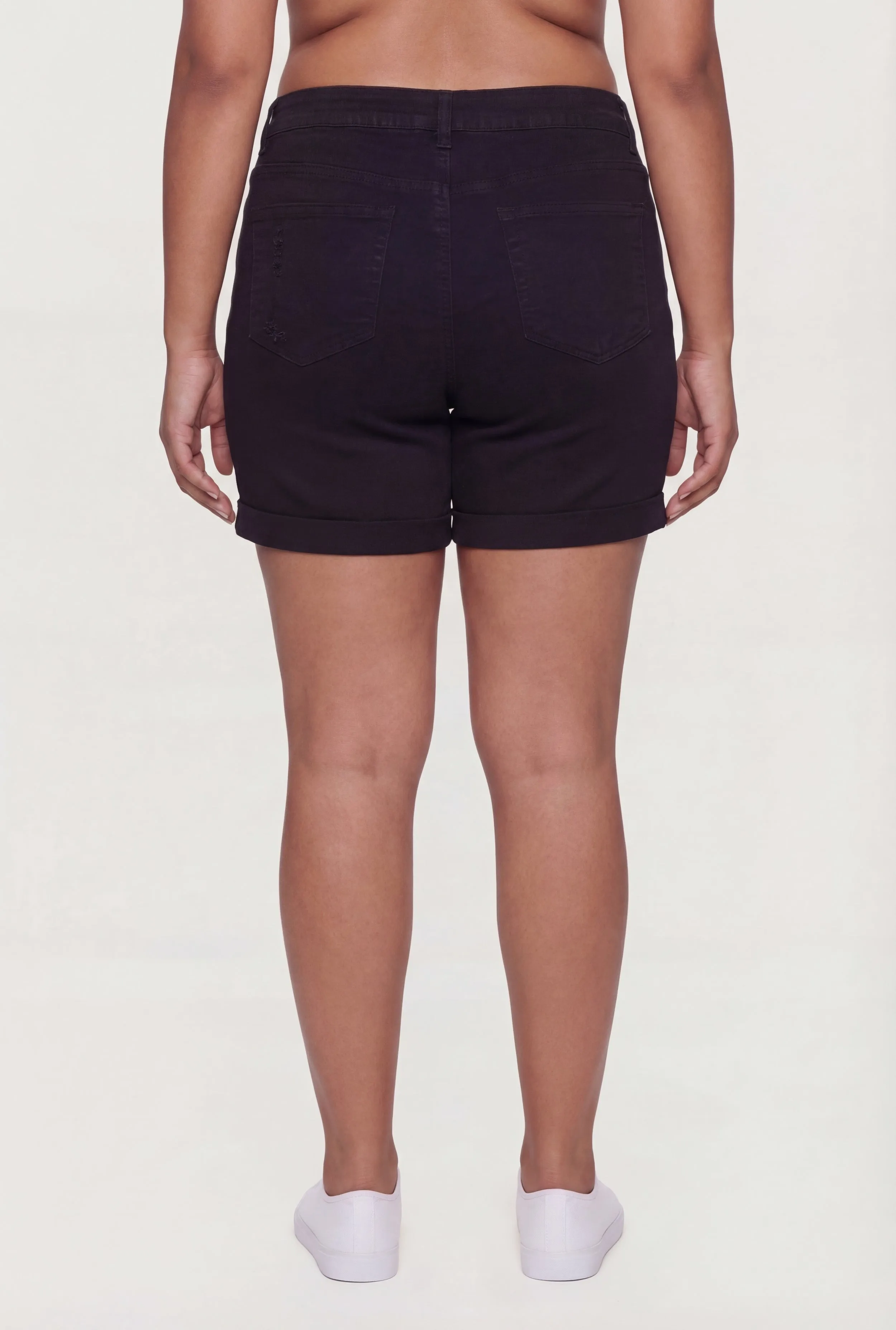 Plus Size Fixed Cuff Frayed Denim Shorts sold by Rainbow product image thumbnail 5