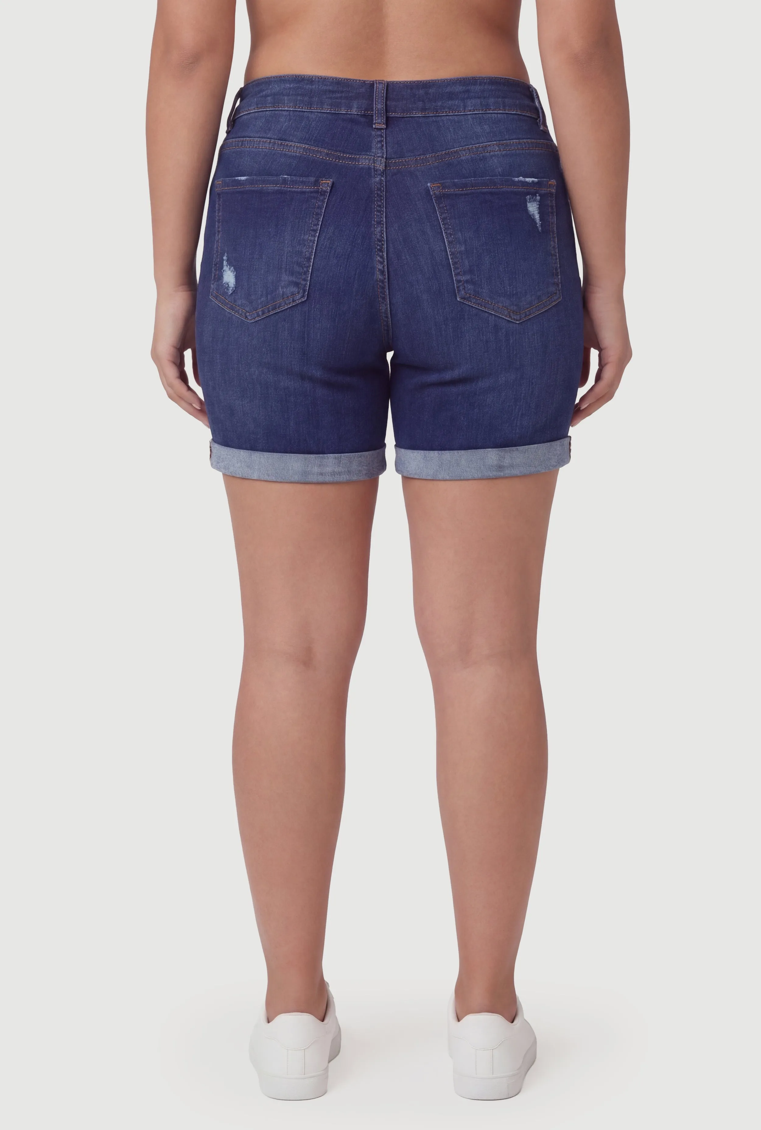 Plus Size Fixed Cuff Frayed Denim Shorts sold by Rainbow product image thumbnail 5