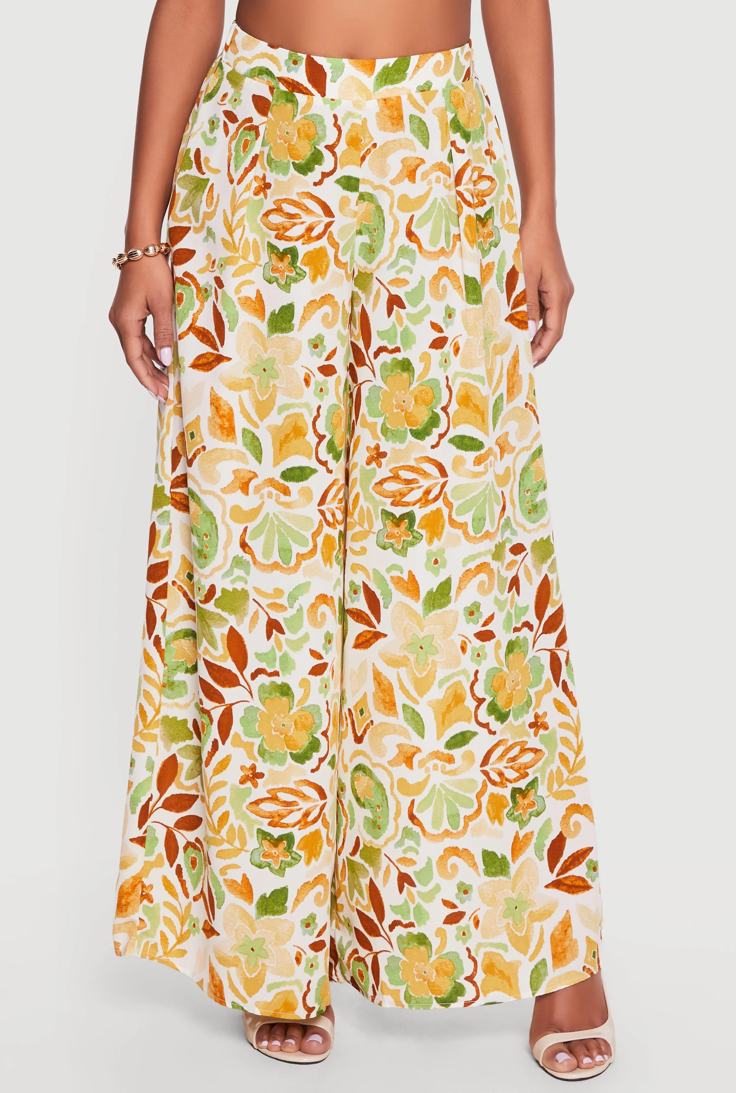 Floral Crepe Knit High Waisted Palazzo Pants sold by Rainbow product image thumbnail 3