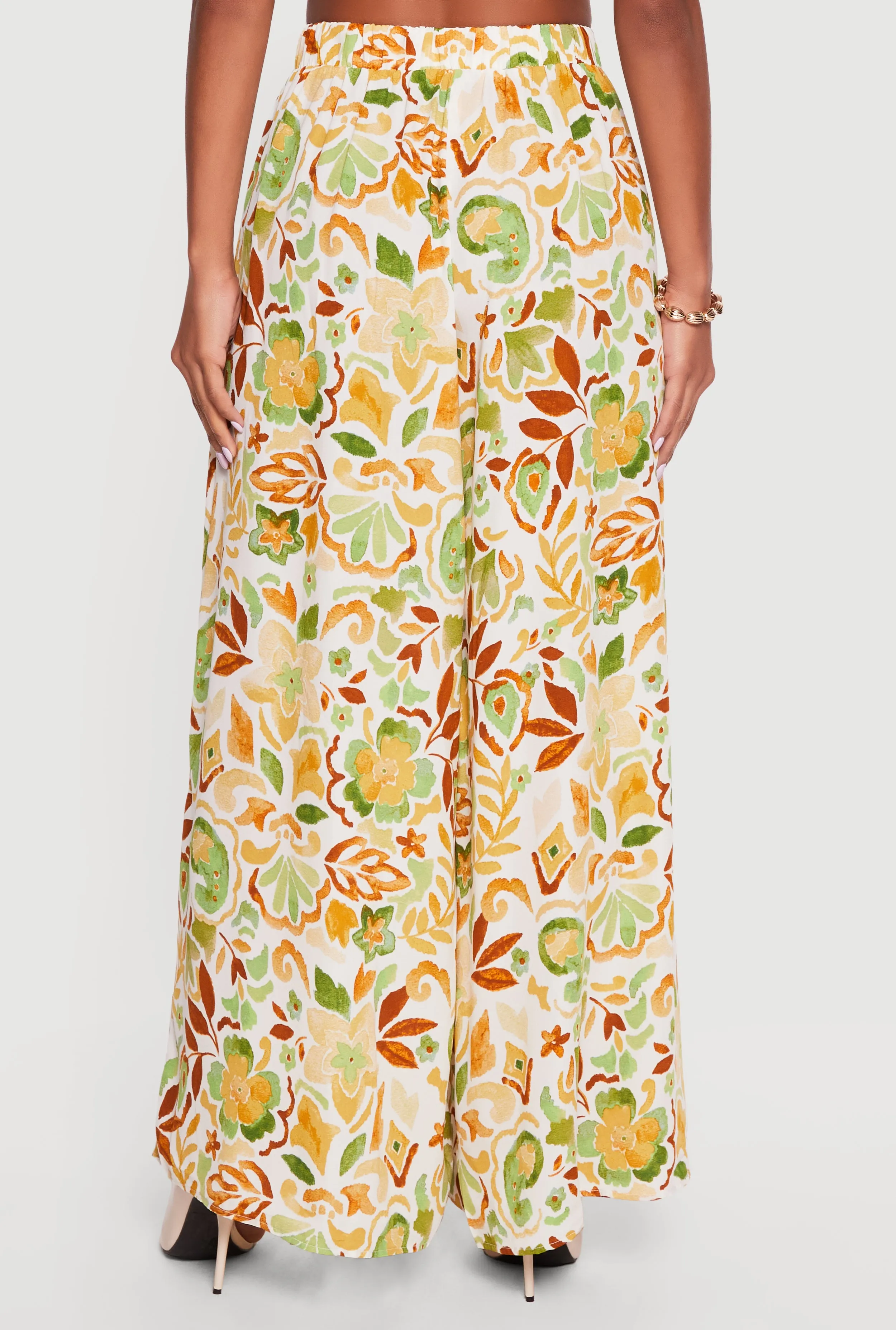 Floral Crepe Knit High Waisted Palazzo Pants sold by Rainbow product image thumbnail 5
