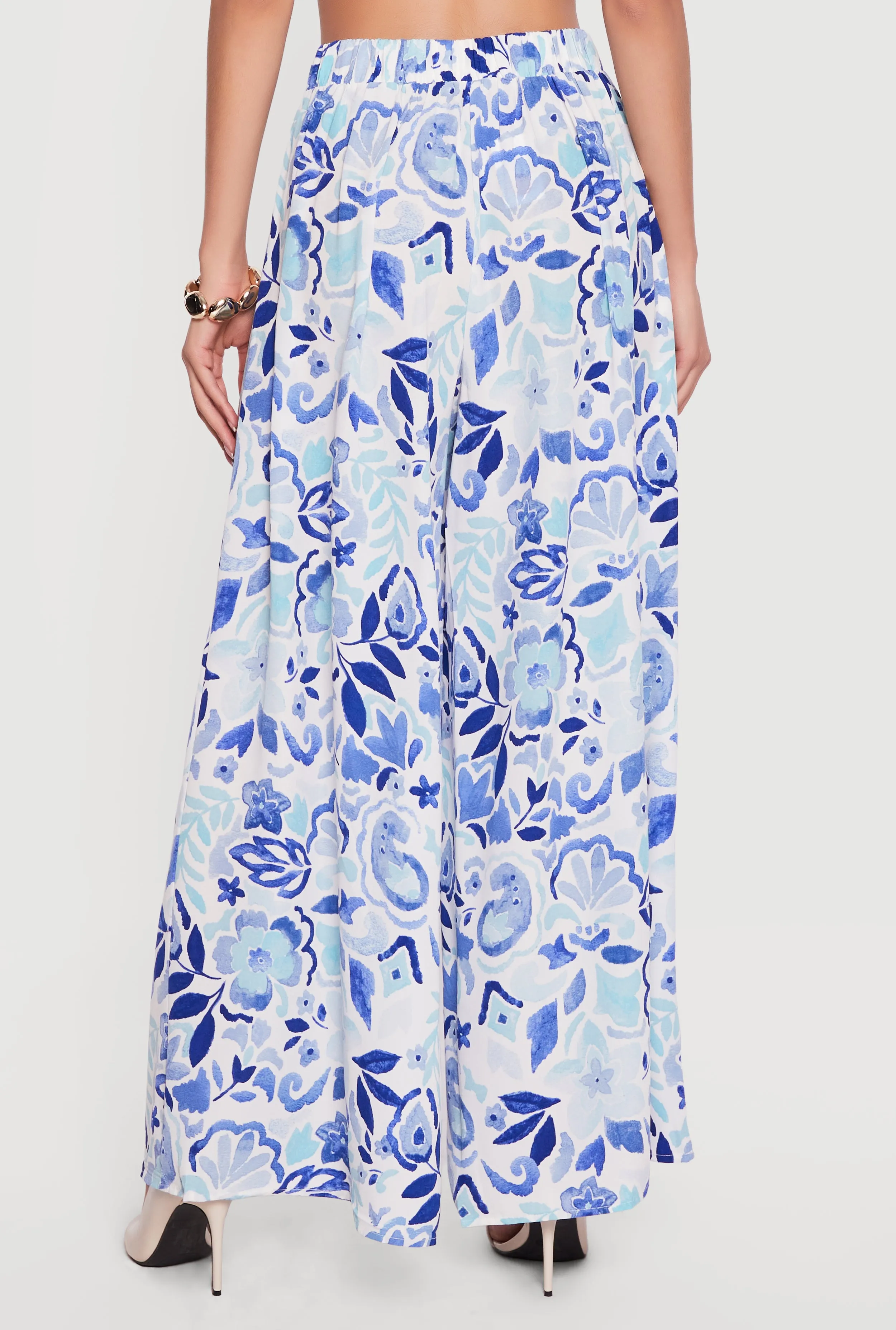 Floral Crepe Knit High Waisted Palazzo Pants sold by Rainbow product image thumbnail 5