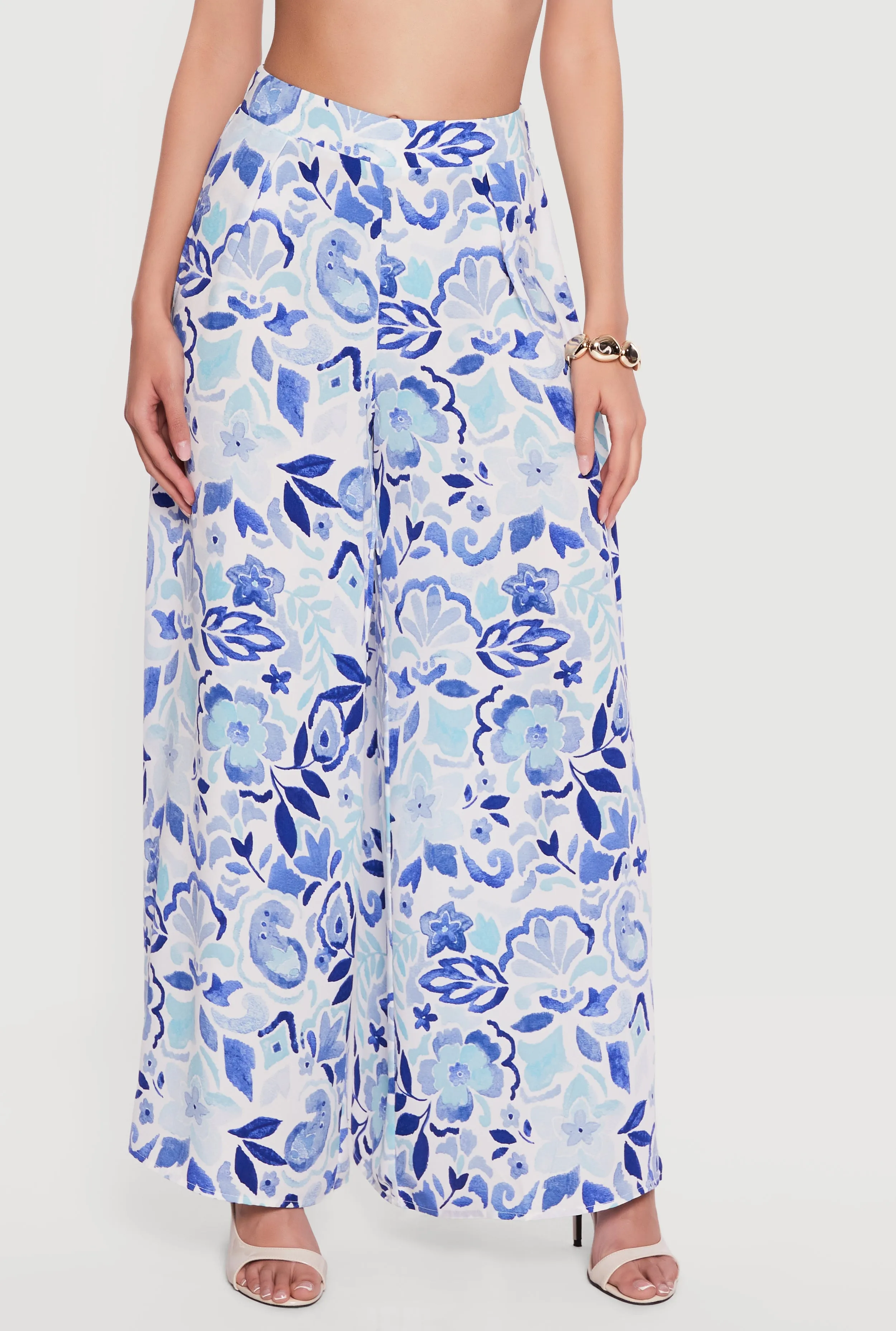 Floral Crepe Knit High Waisted Palazzo Pants sold by Rainbow product image thumbnail 3