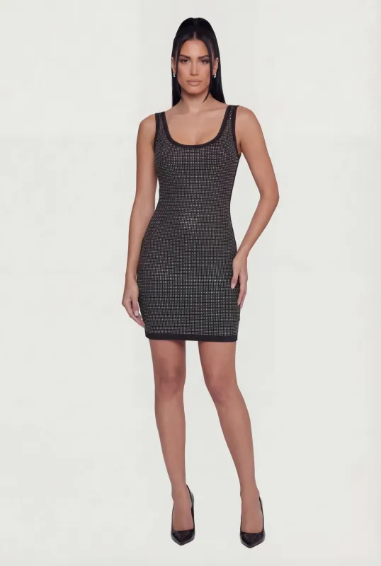 Rhinestone Studded Tank Mini Dress made by Rainbow