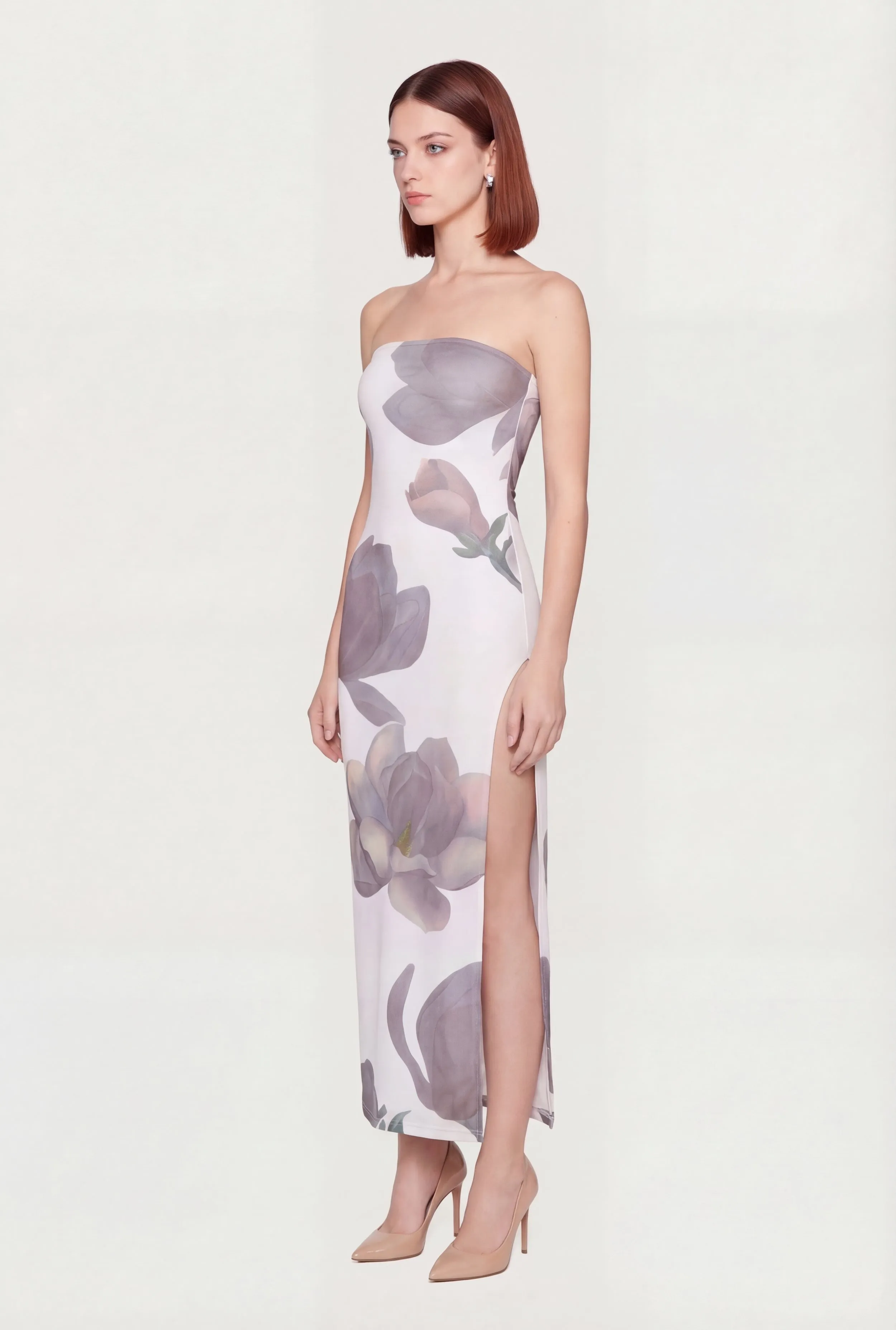 Strapless Floral Maxi Dress with Side Slit sold by Rainbow product image thumbnail 2