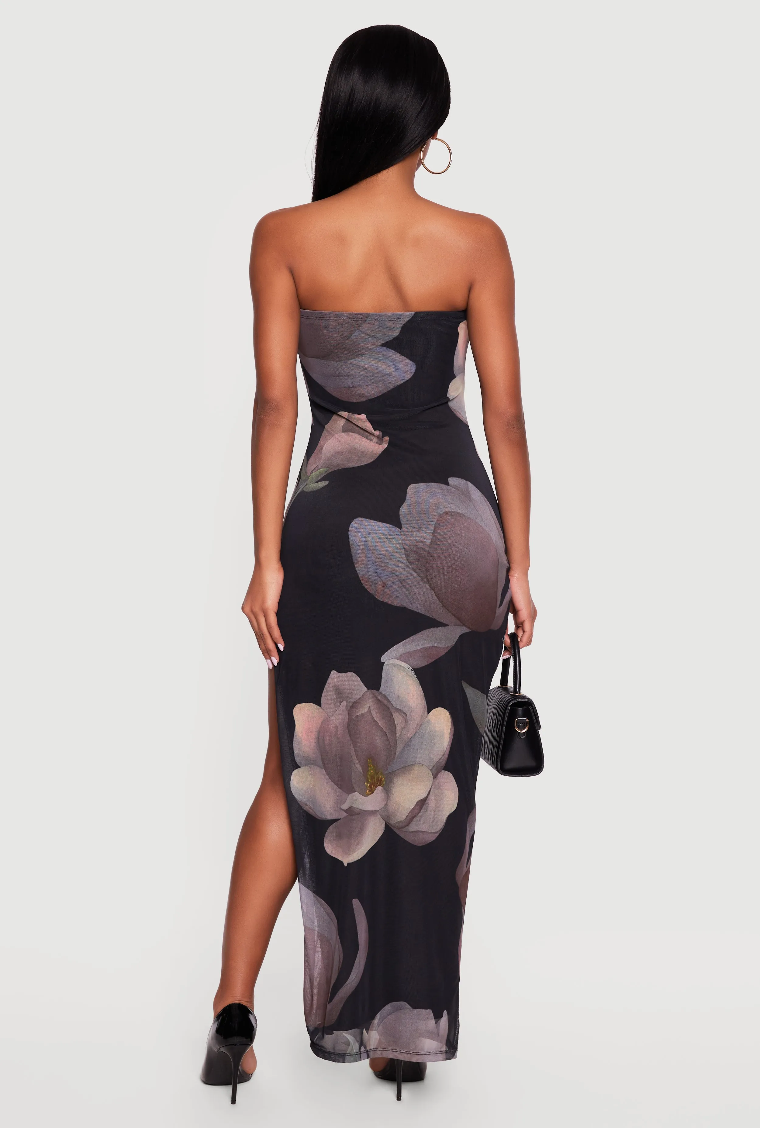 Strapless Floral Maxi Dress with Side Slit sold by Rainbow product image thumbnail 3