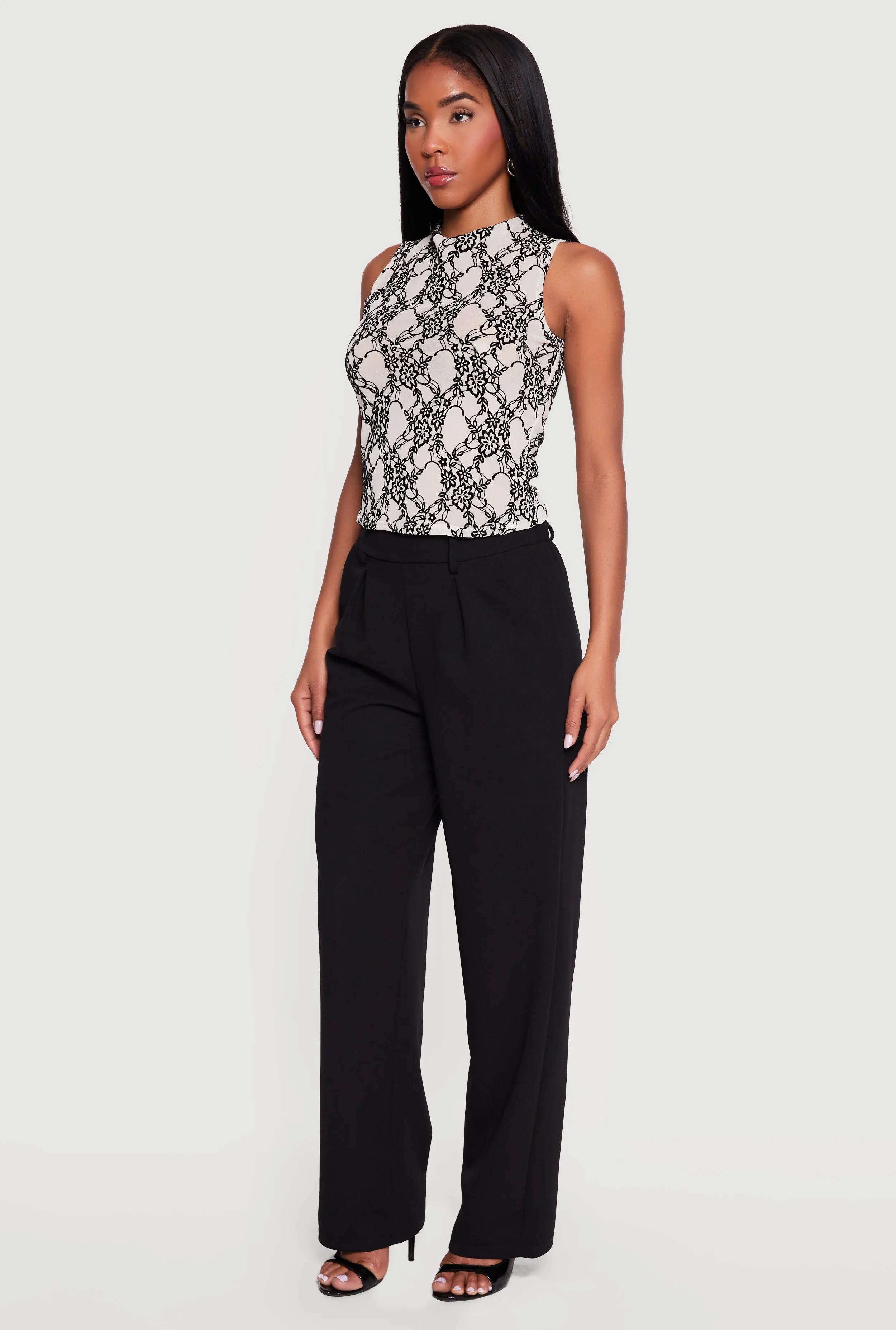 Floral Velvet Burnout Print Mock Neck Blouse sold by Rainbow product image thumbnail 3