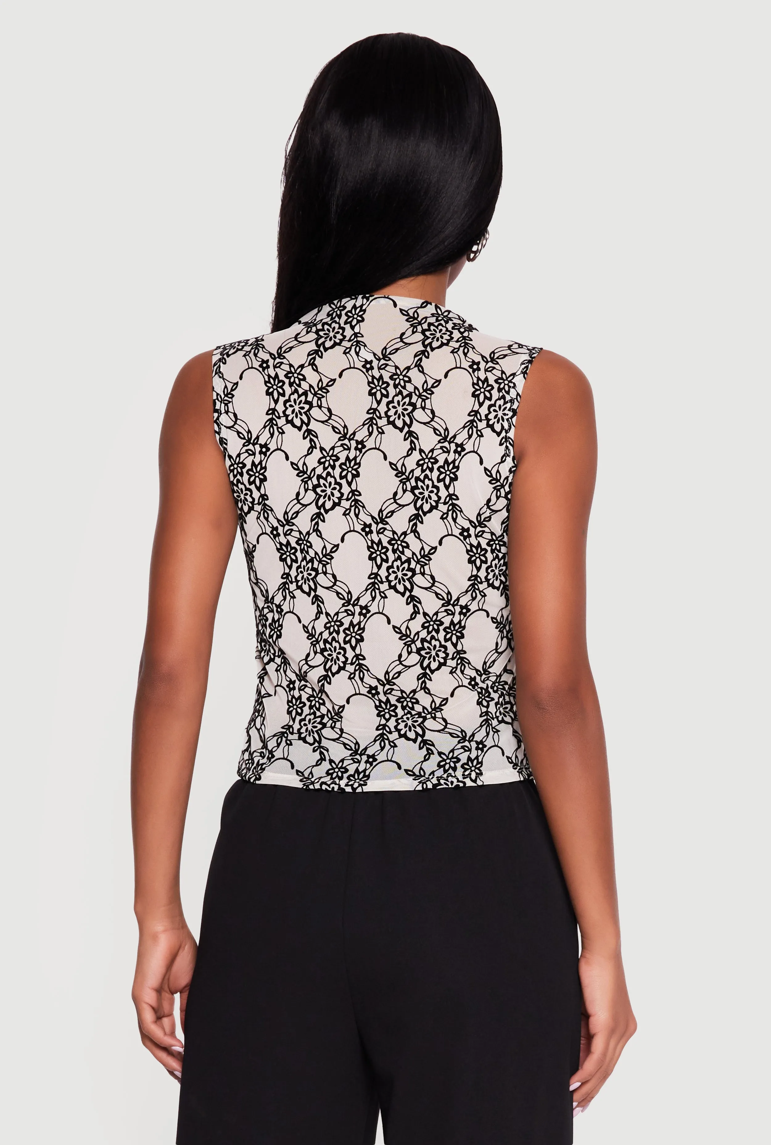 Floral Velvet Burnout Print Mock Neck Blouse sold by Rainbow product image thumbnail 5