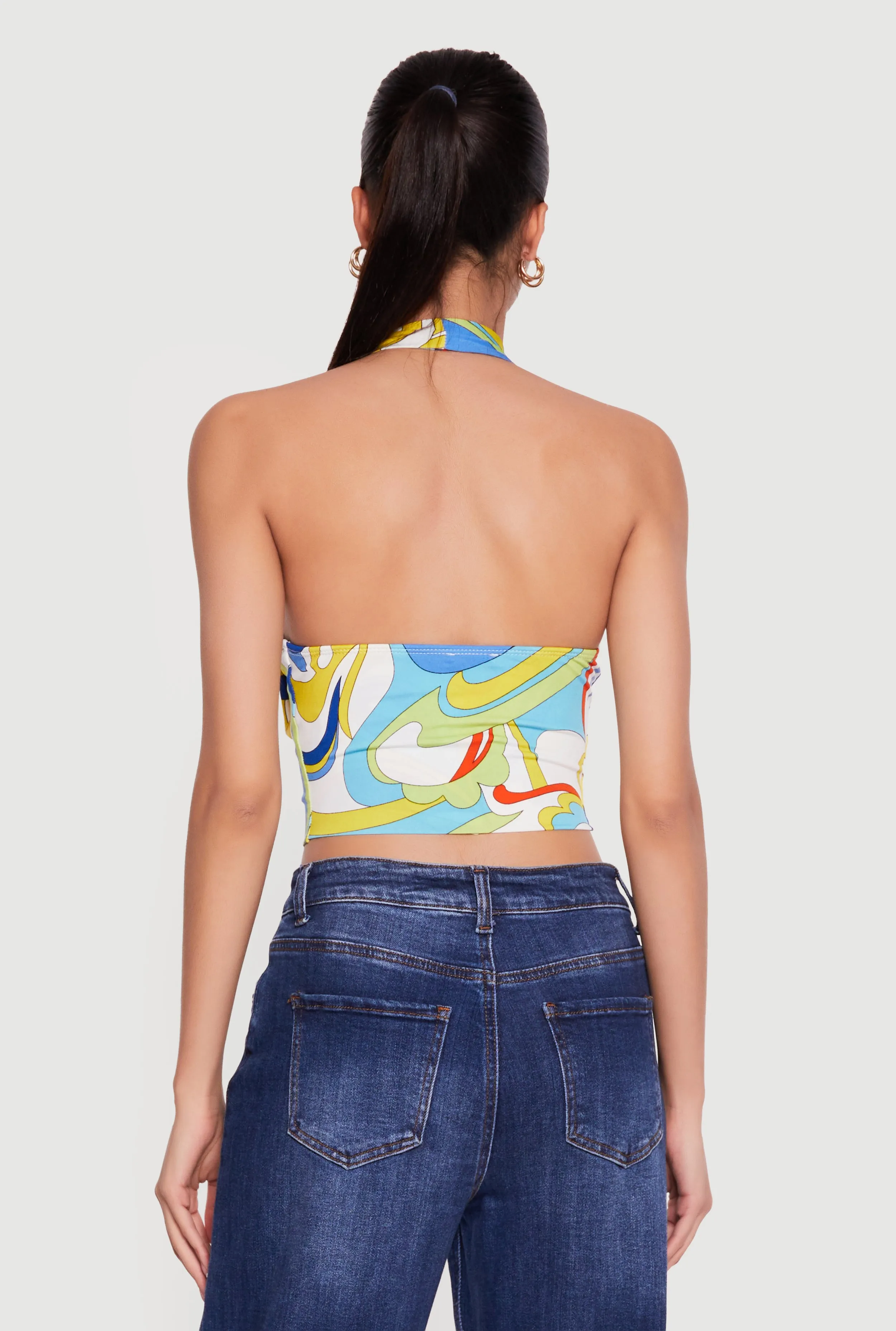 Abstract Print Cowl Neck Cropped Halter Top sold by Rainbow product image thumbnail 5