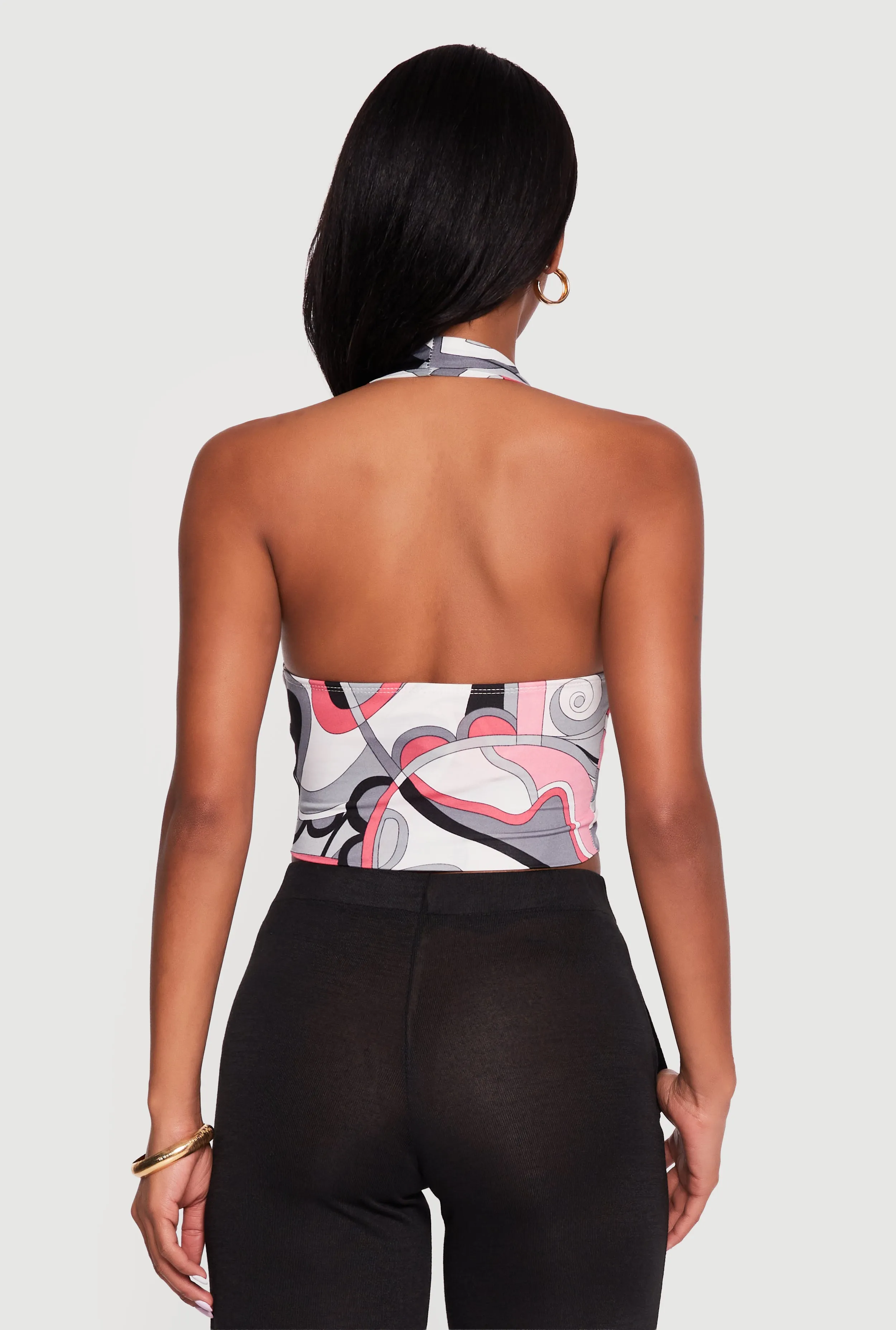 Abstract Print Cowl Neck Cropped Halter Top sold by Rainbow product image thumbnail 5