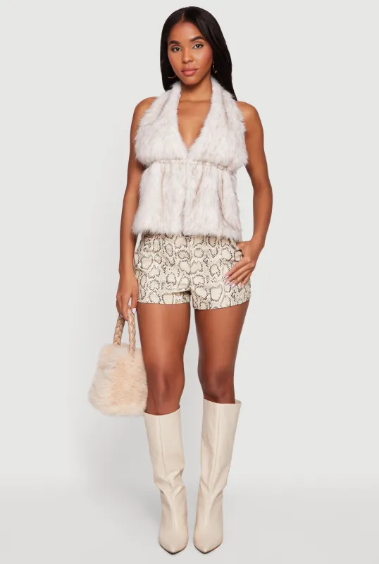 Faux Fur Backless Halter Top made by Rainbow